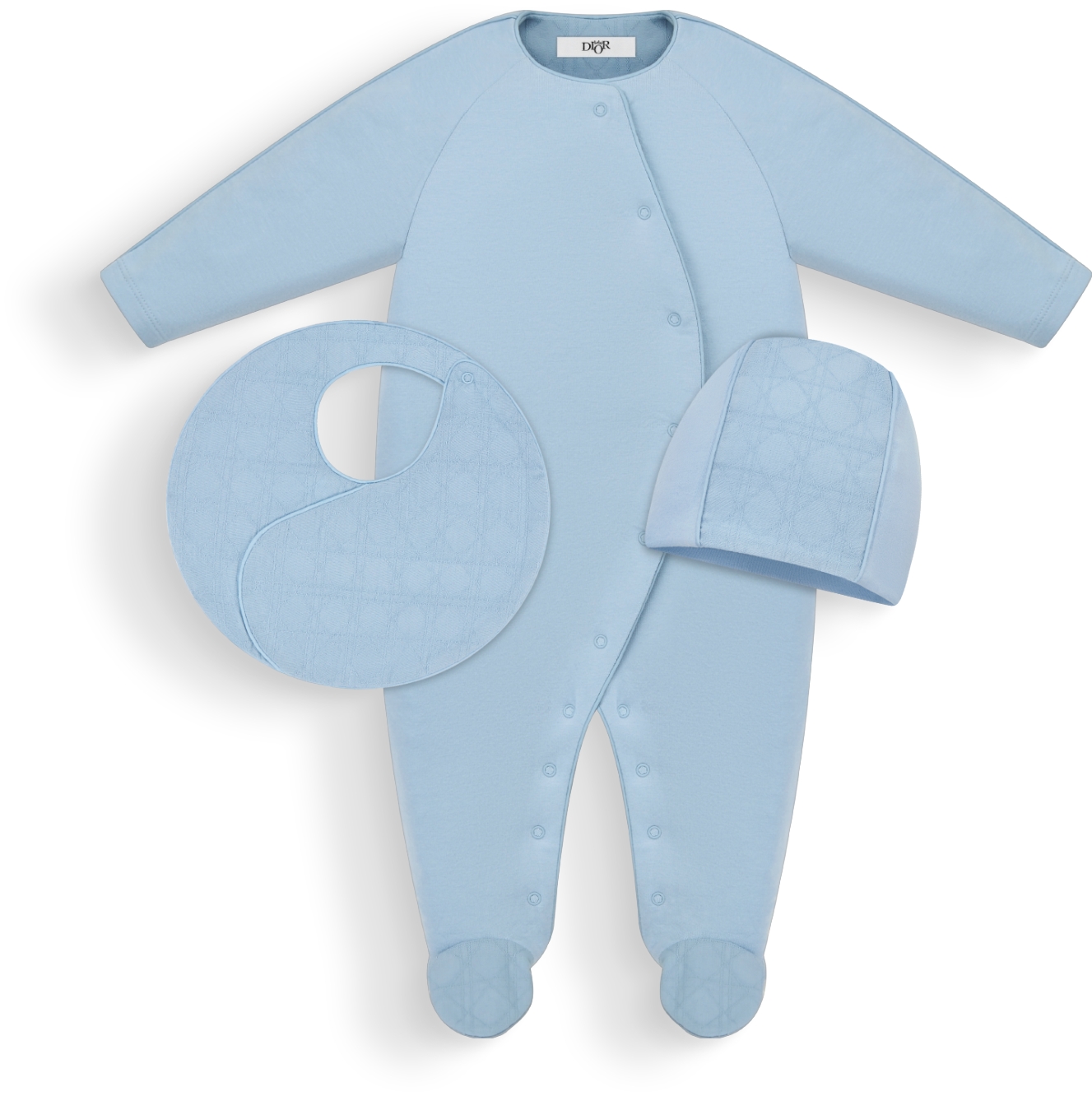 Baby Dior Newborn Gift Set Sky Blue Cannage Jersey And Cotton Voile Size 1 month Newborn Gift