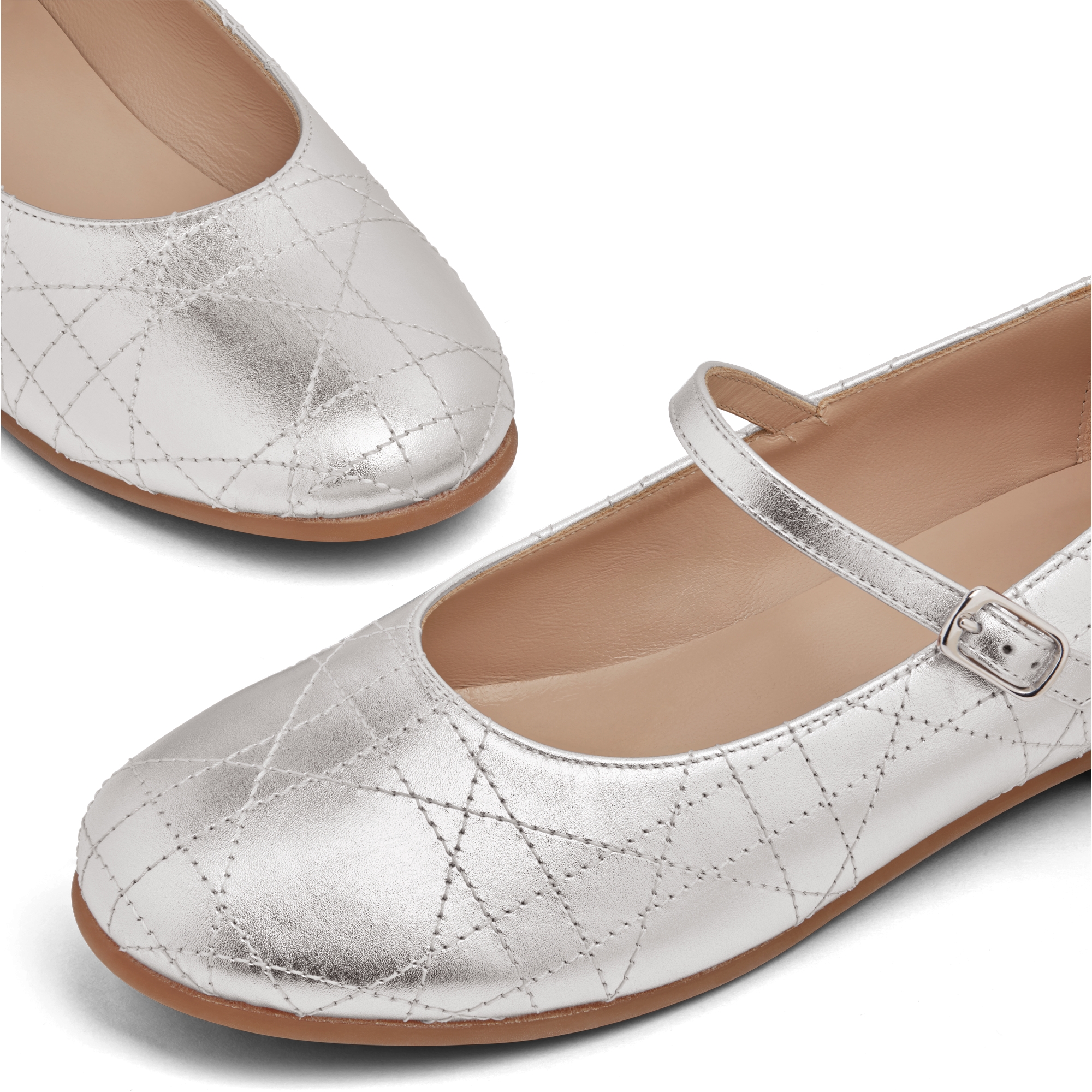 Ballerina für Kinder Cannage Kalbsleder in Silber E10