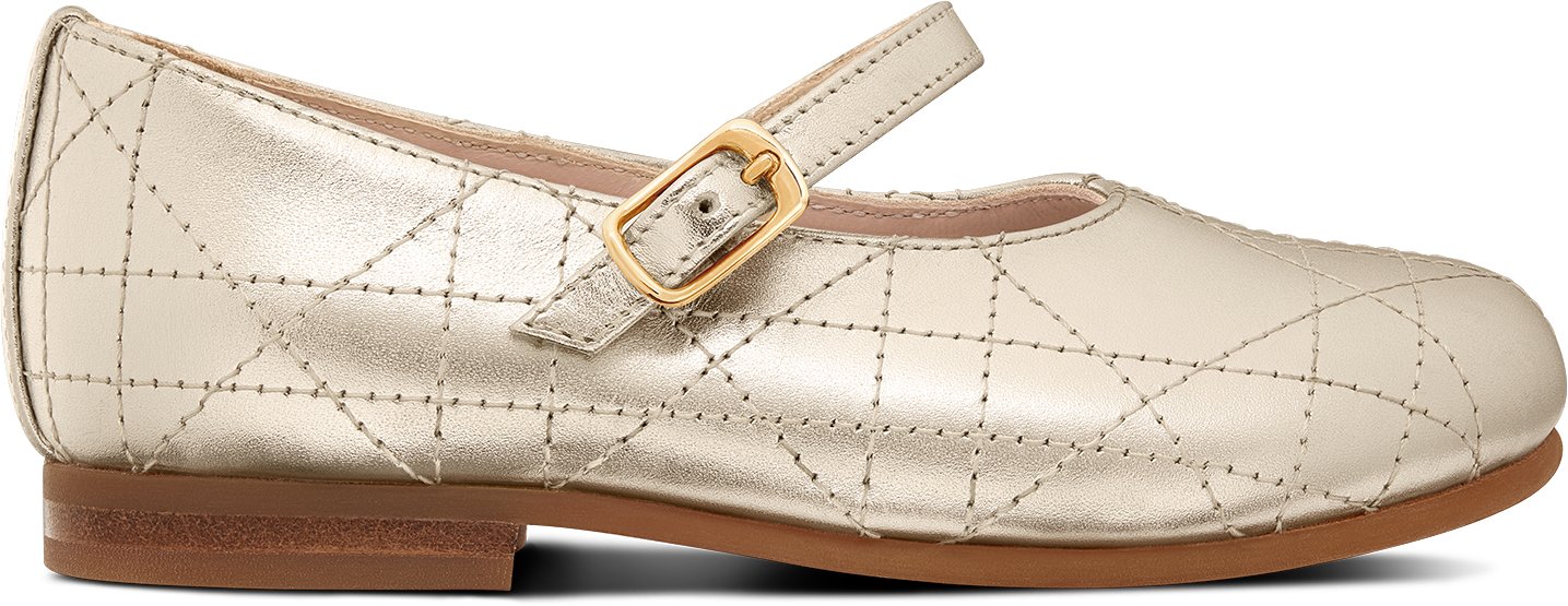 Baby Ballet Flat Gold Tone Cannage Calfskin DIOR