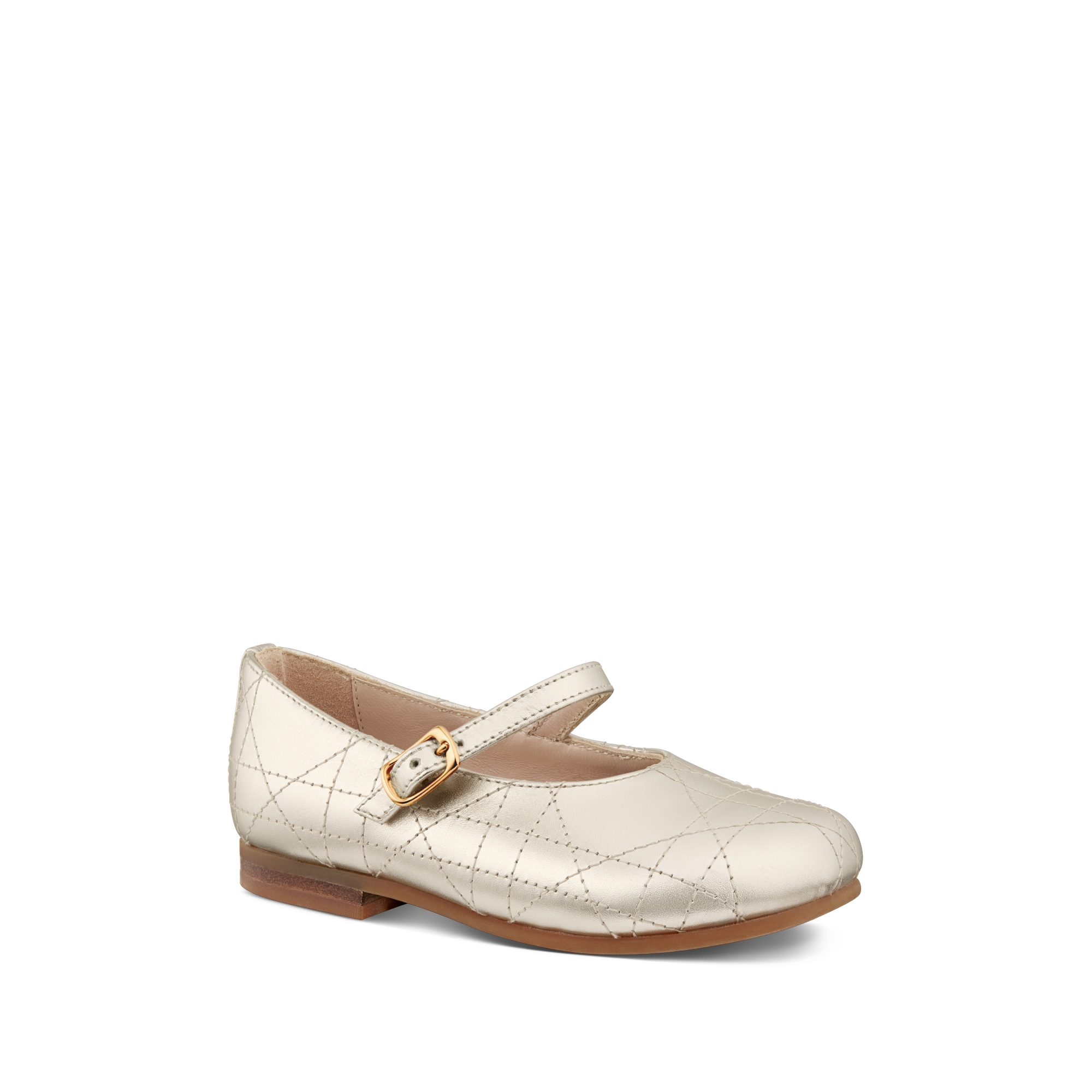 Baby Ballet Flat Gold-Tone Cannage Calfskin E03