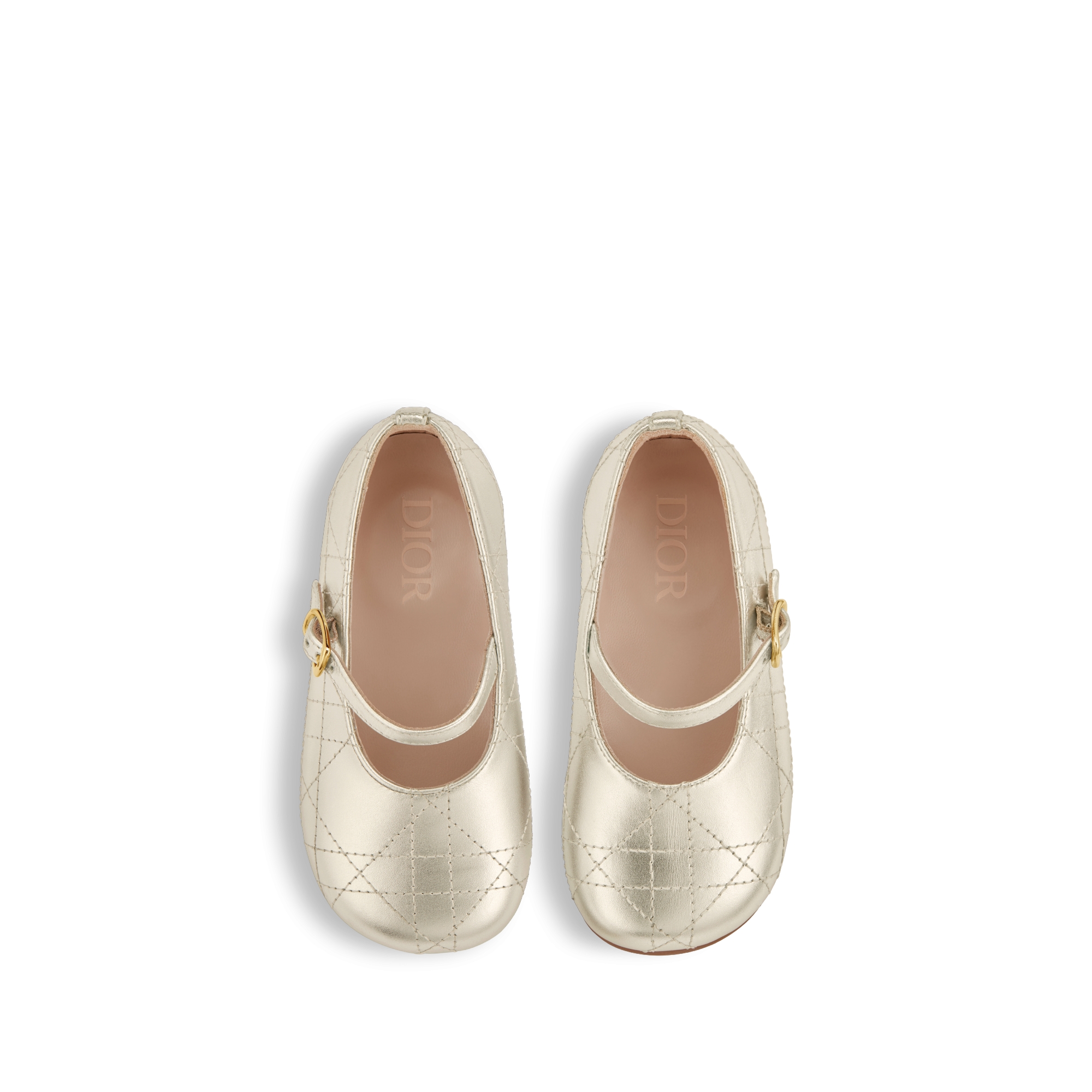 Baby Ballet Flat Gold-Tone Cannage Calfskin E06