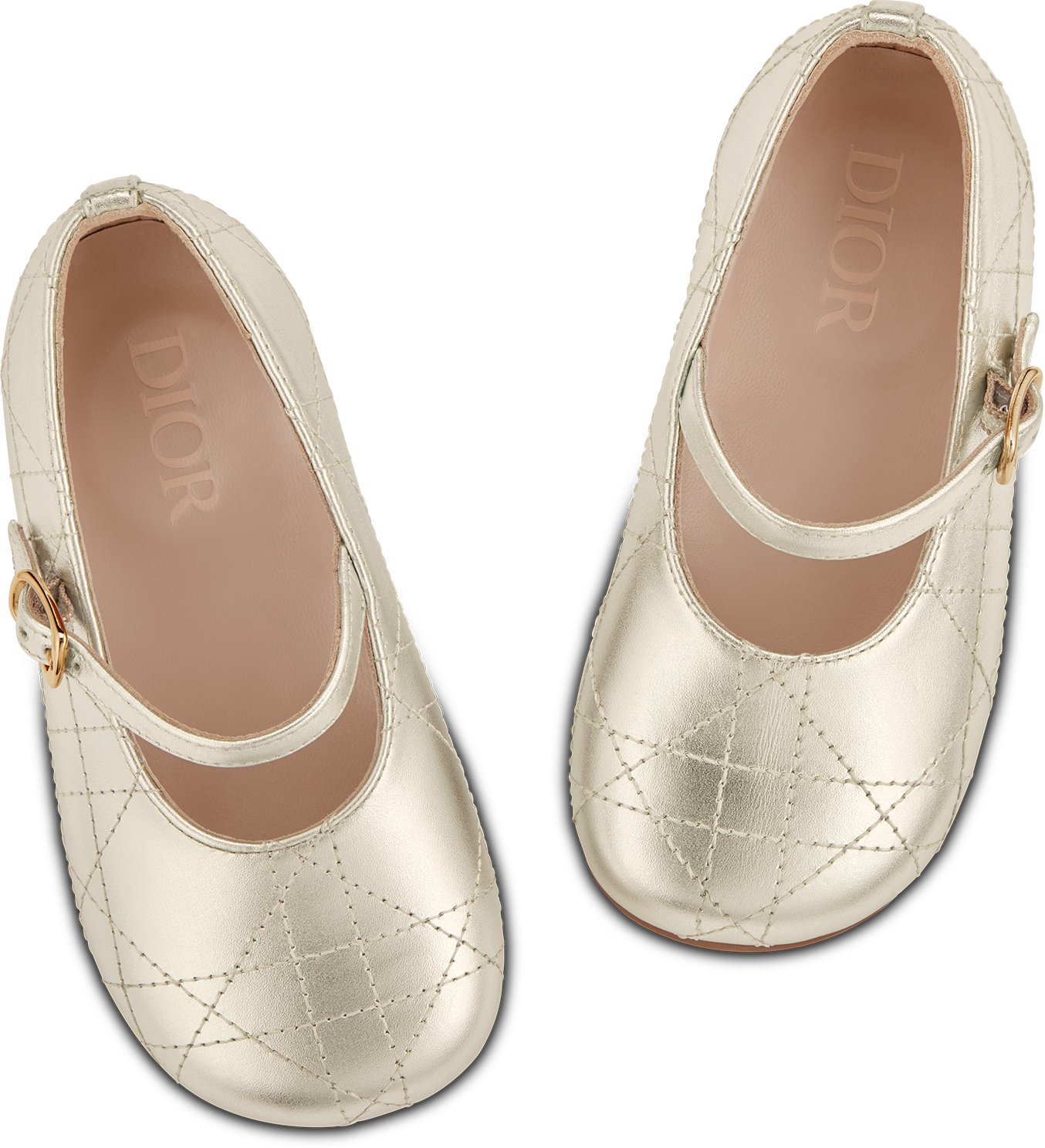 Baby Ballet Flat Gold Tone Cannage Calfskin DIOR
