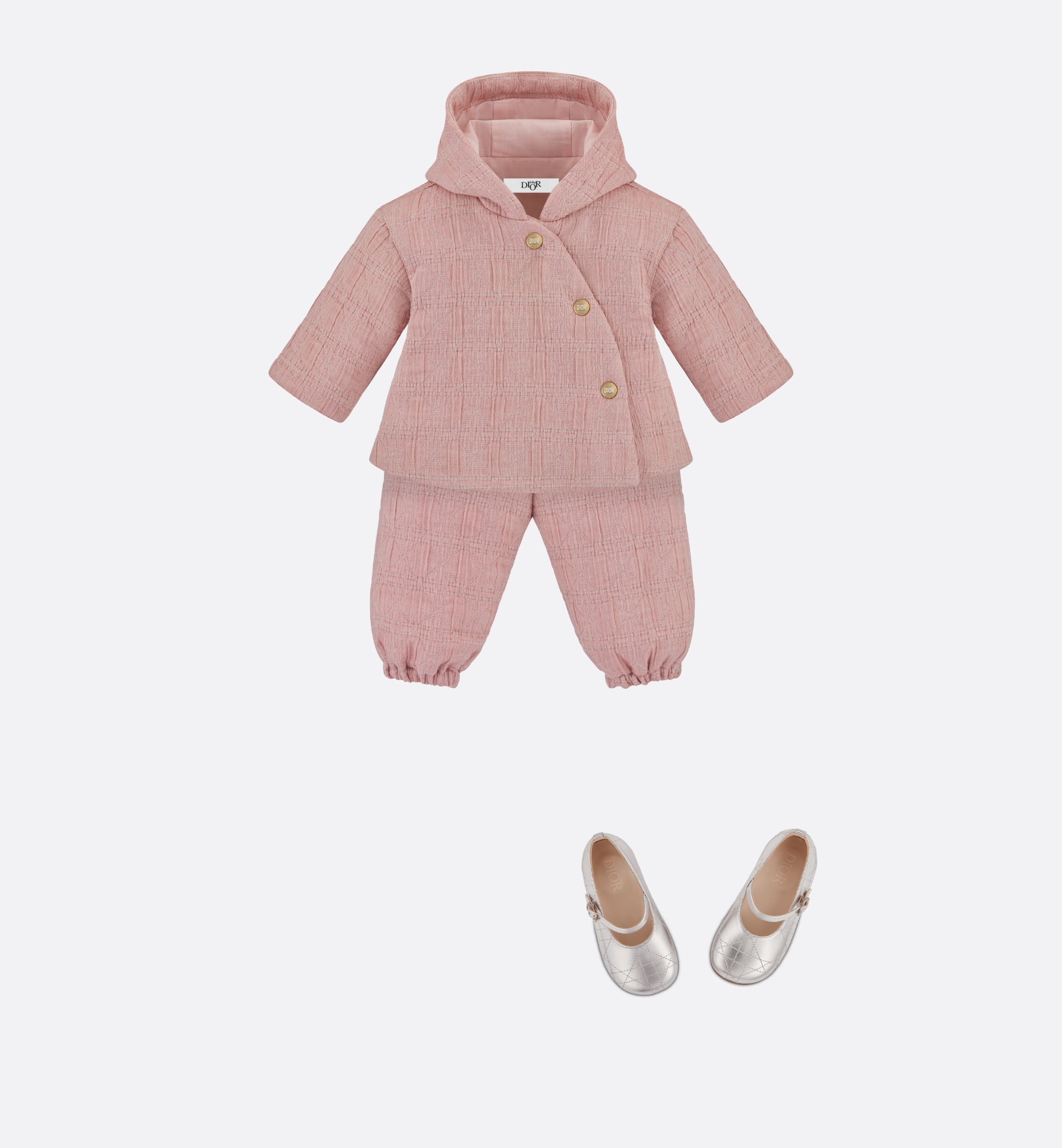 Baby Ballet Flat Silver-Tone Cannage Calfskin E12