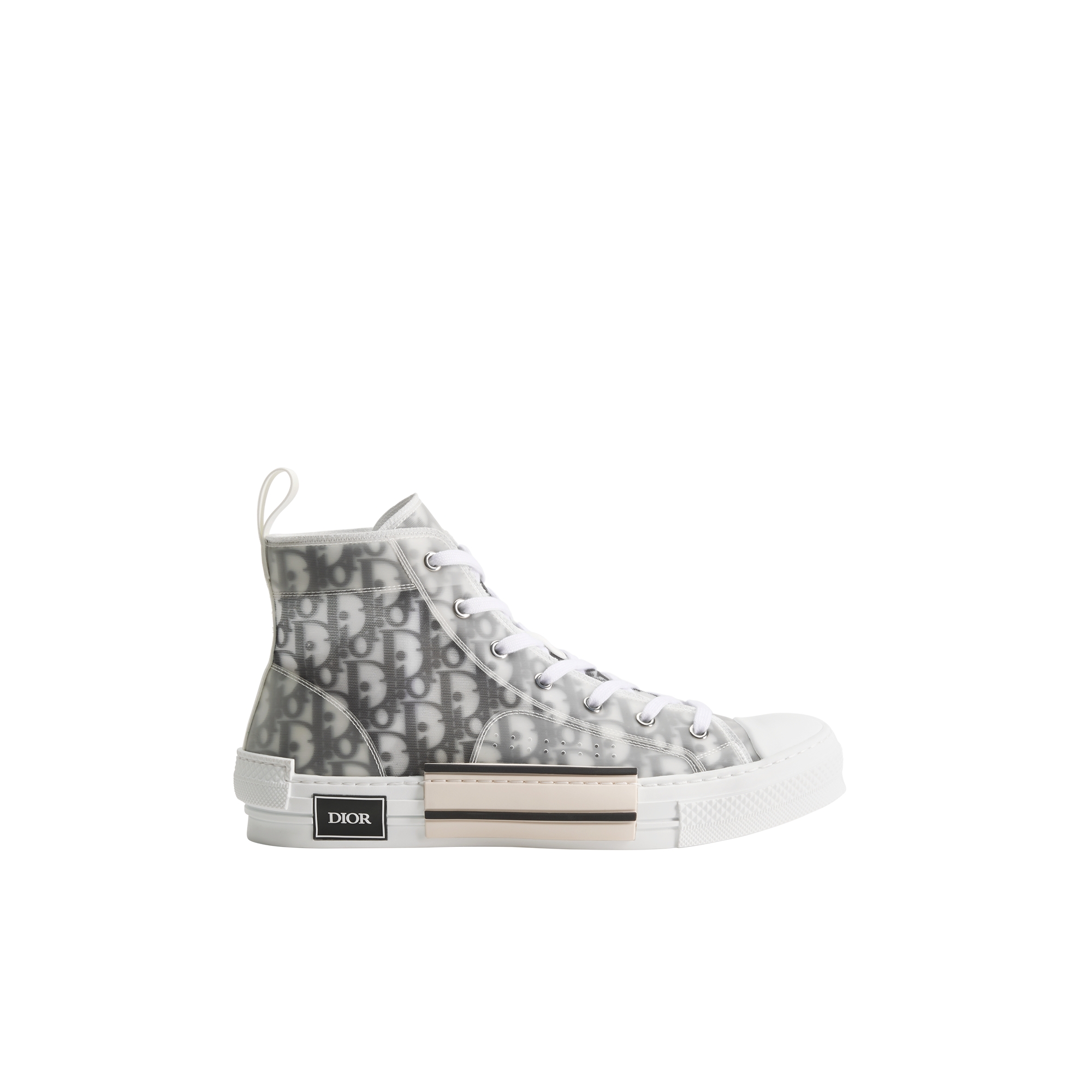 B23 League High-Top Sneaker White and Black Dior Oblique Canvas E02