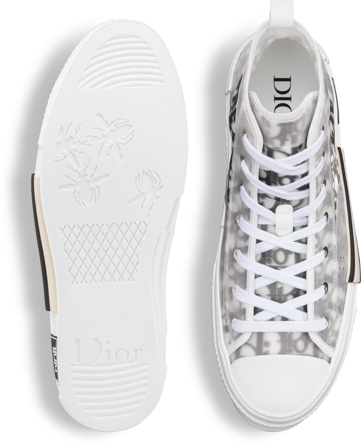 Sneaker alta B23 Tela Dior Oblique bianca e nera DIOR