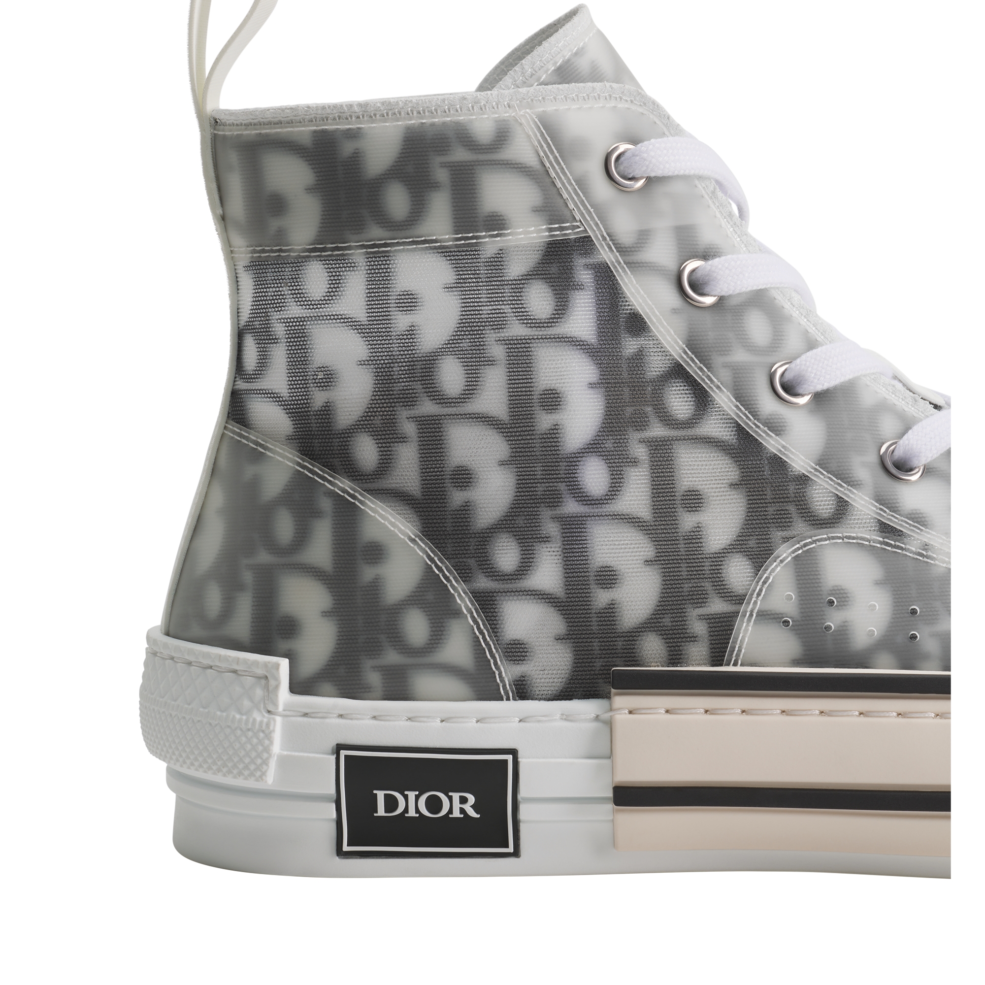 B23 League High-Top Sneaker White and Black Dior Oblique Canvas E09