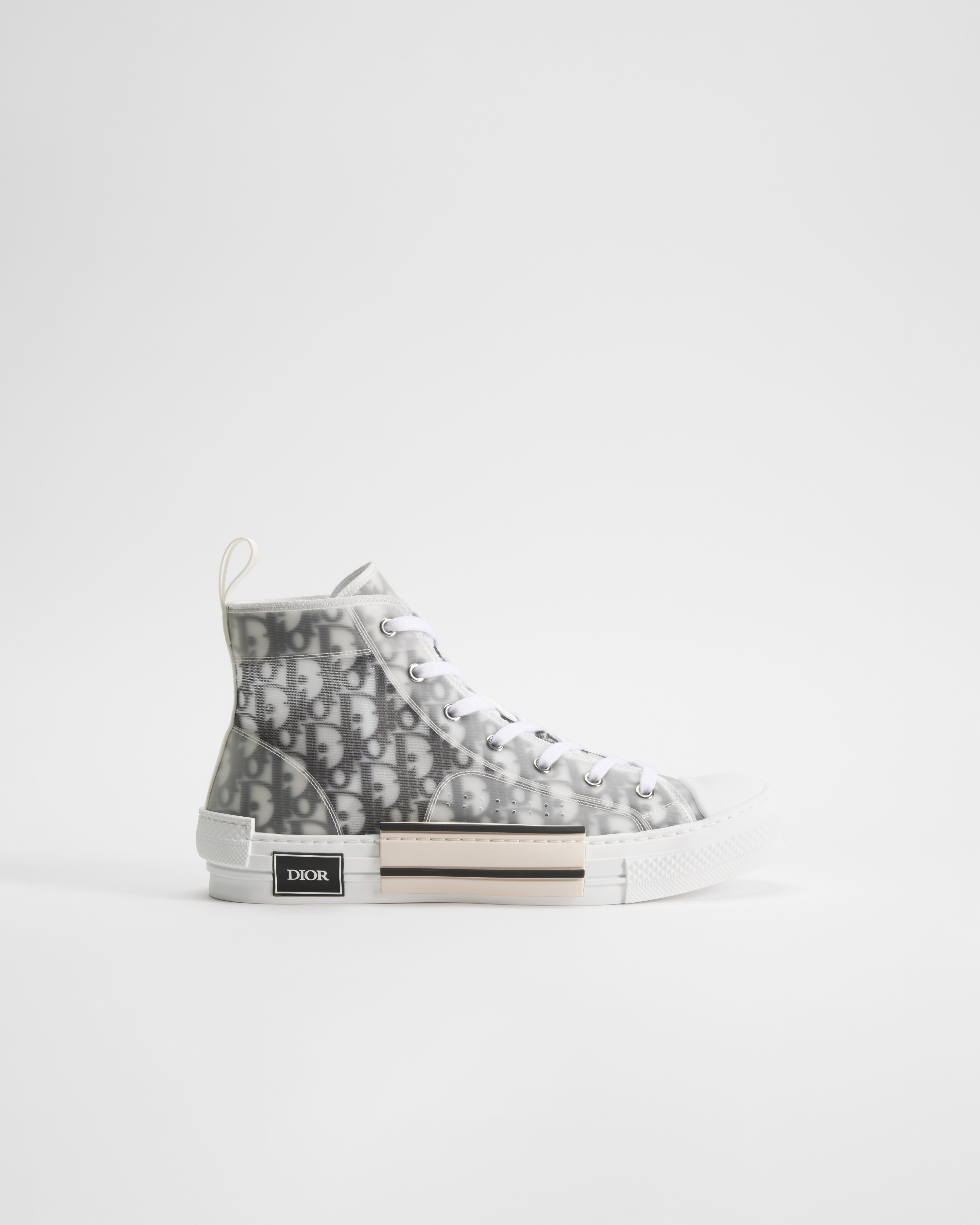 B23 League High-Top Sneaker White and Black Dior Oblique Canvas E02