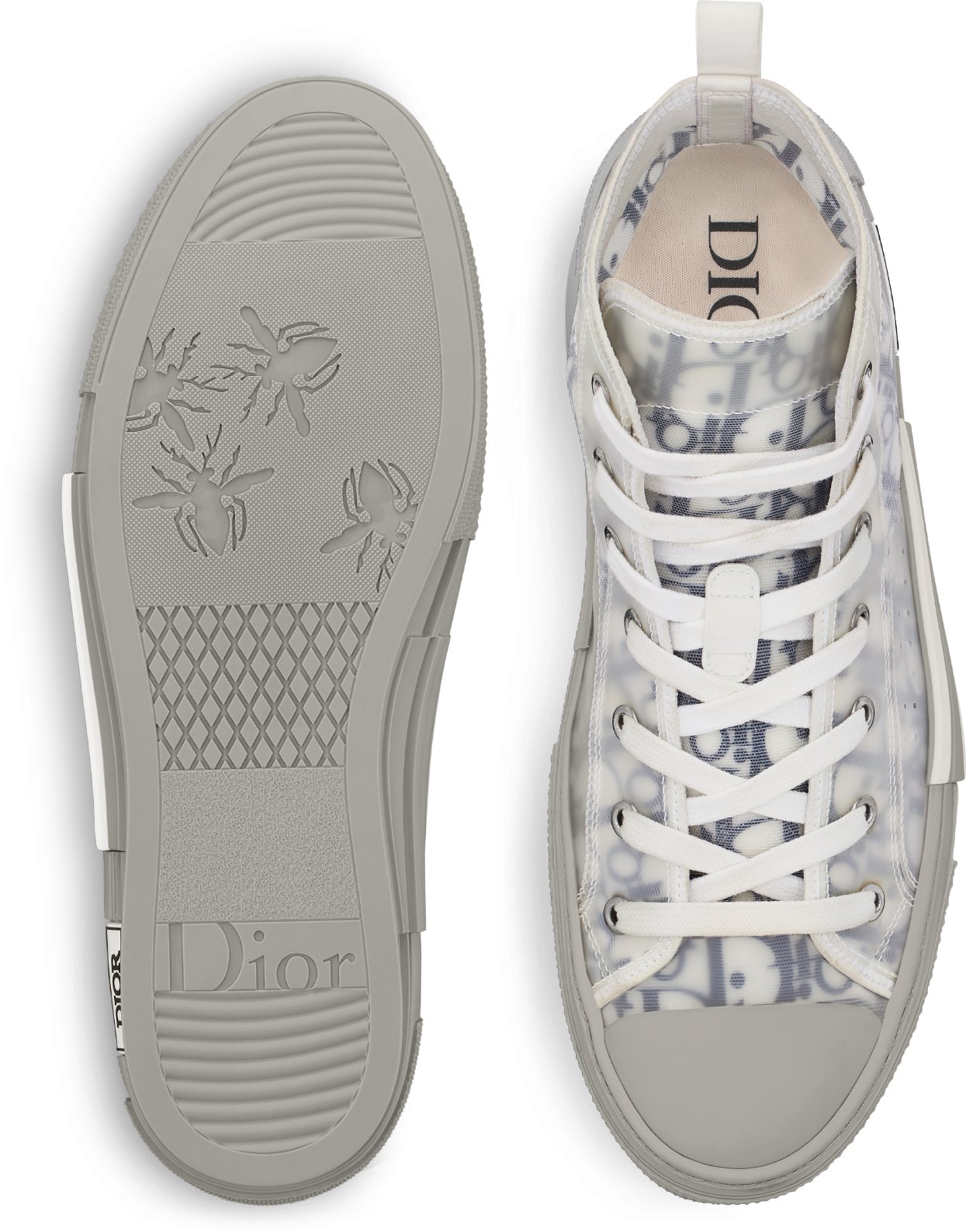 DIOR B23 High Top Sneaker White And Navy Blue Dior Oblique Canvas Size 36 Men