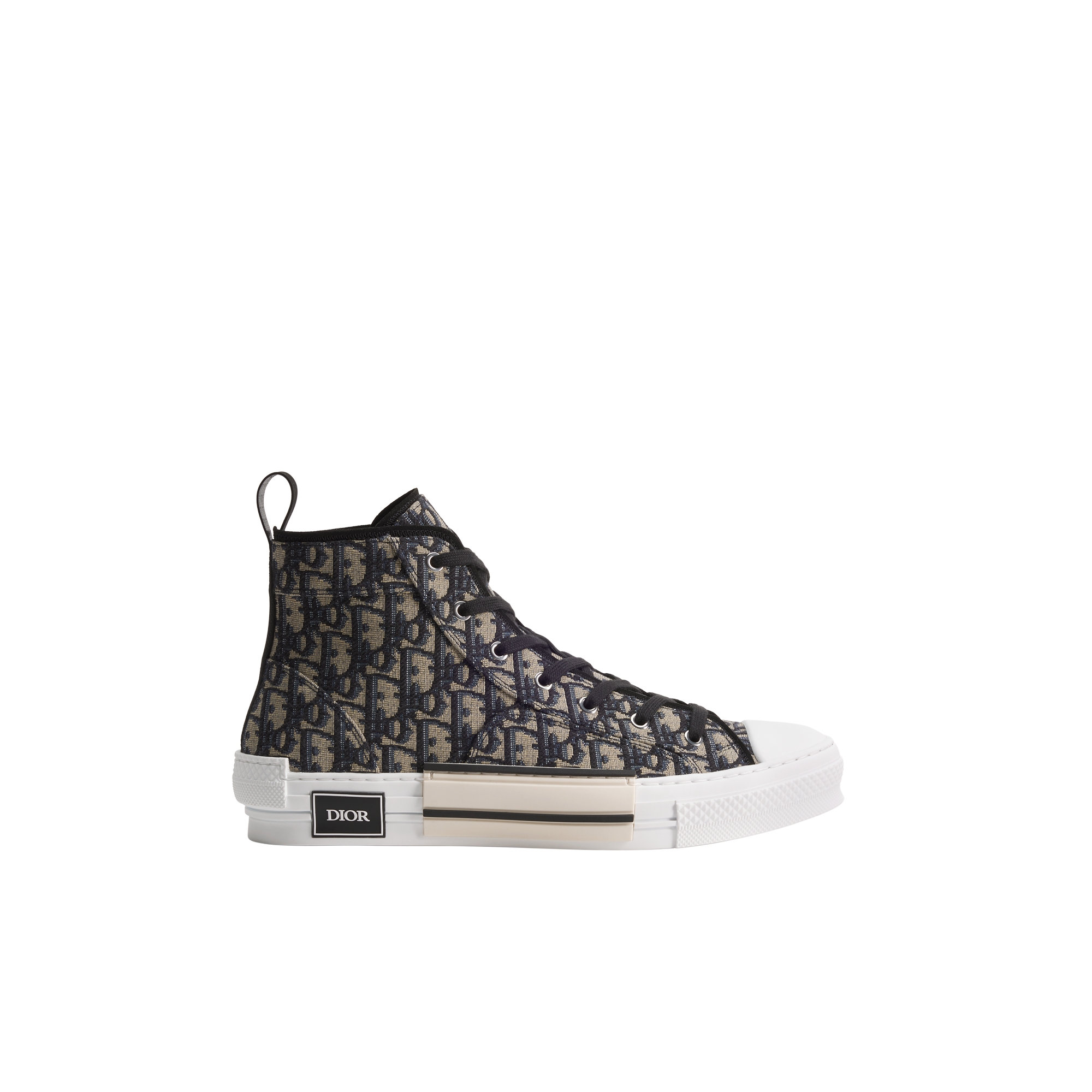 B23 League High-Top Sneaker Beige and Black Dior Oblique Jacquard E02