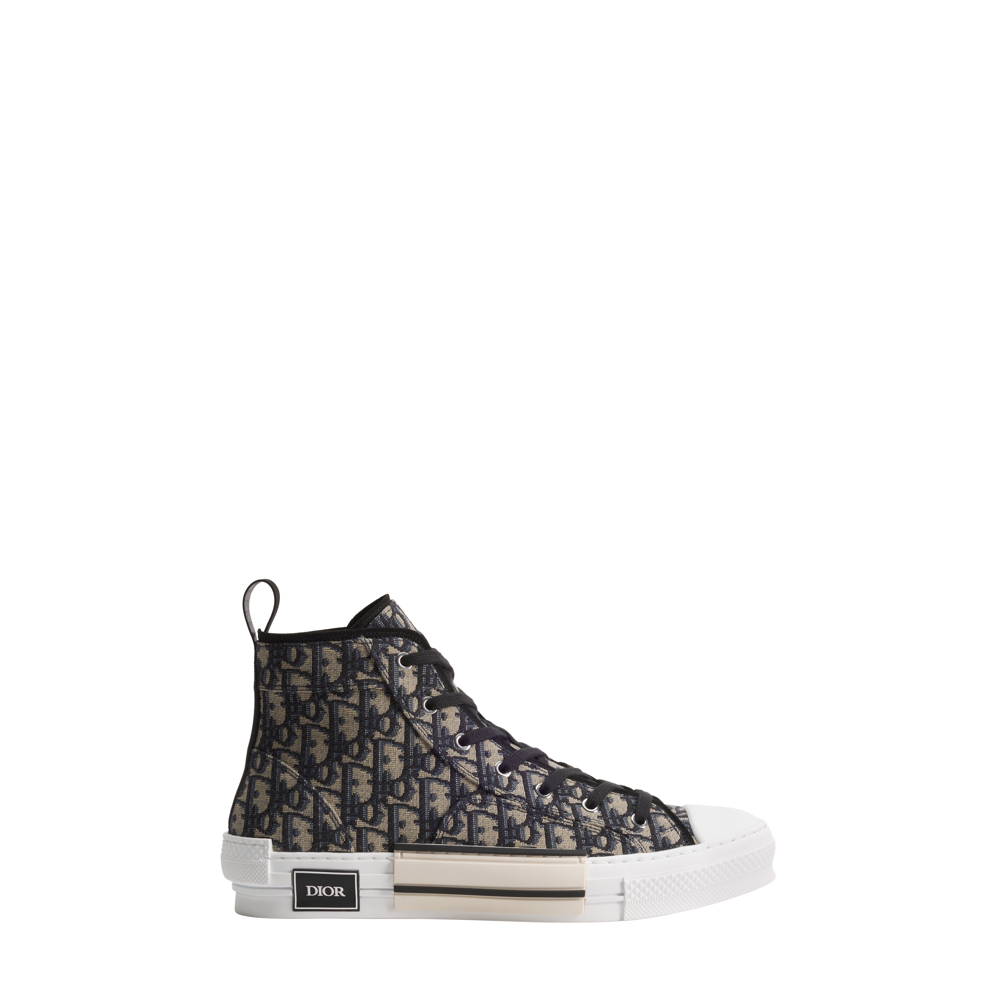 B23 League High-Top Sneaker Beige and Black Dior Oblique Jacquard E02