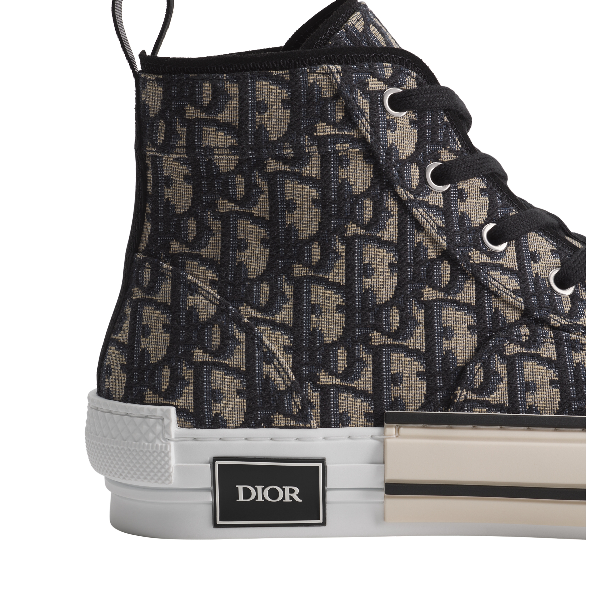 B23 League High-Top Sneaker Beige and Black Dior Oblique Jacquard E09