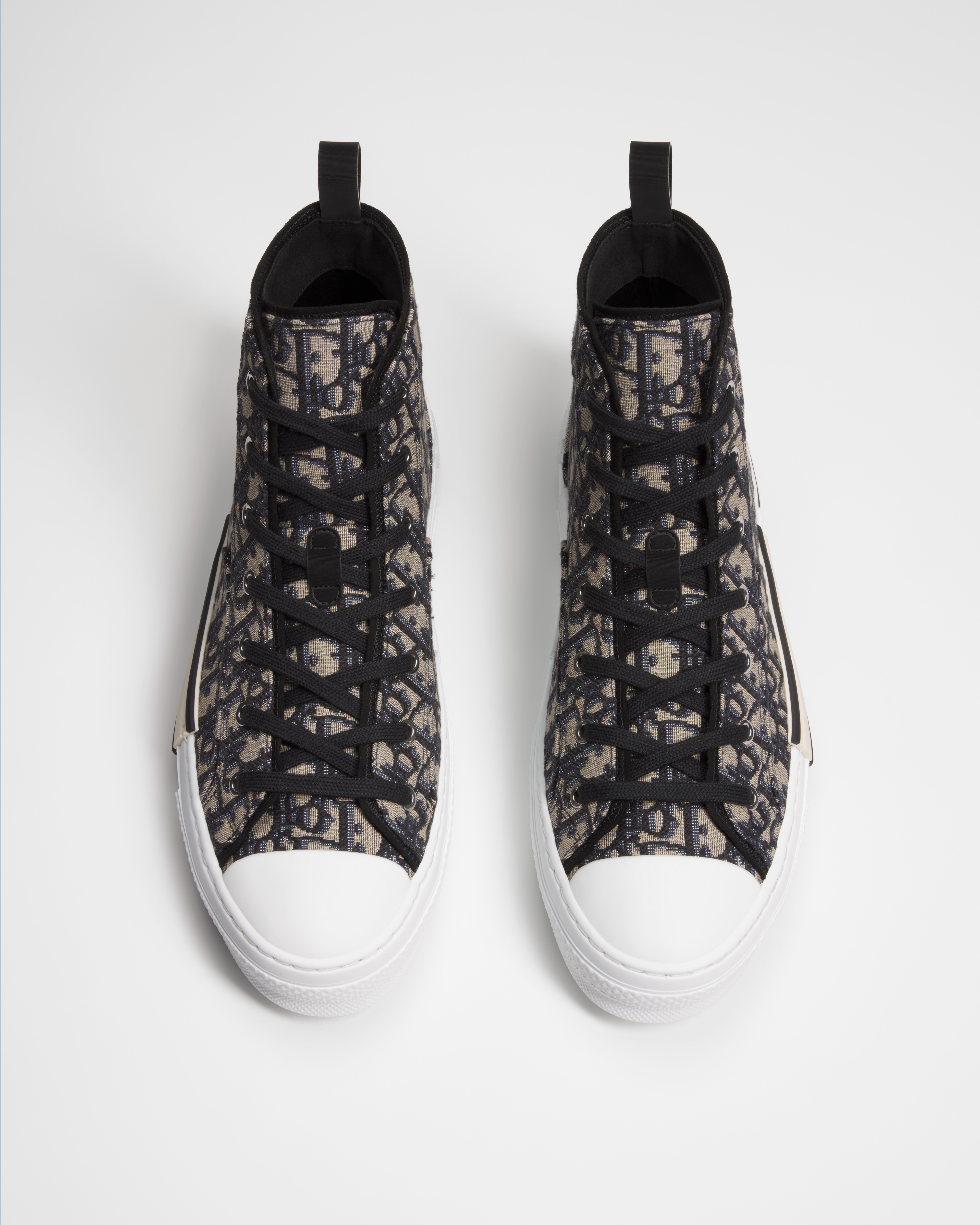 Sneaker de caña alta B23 League Dior Oblique en jacquard beige y negro E06