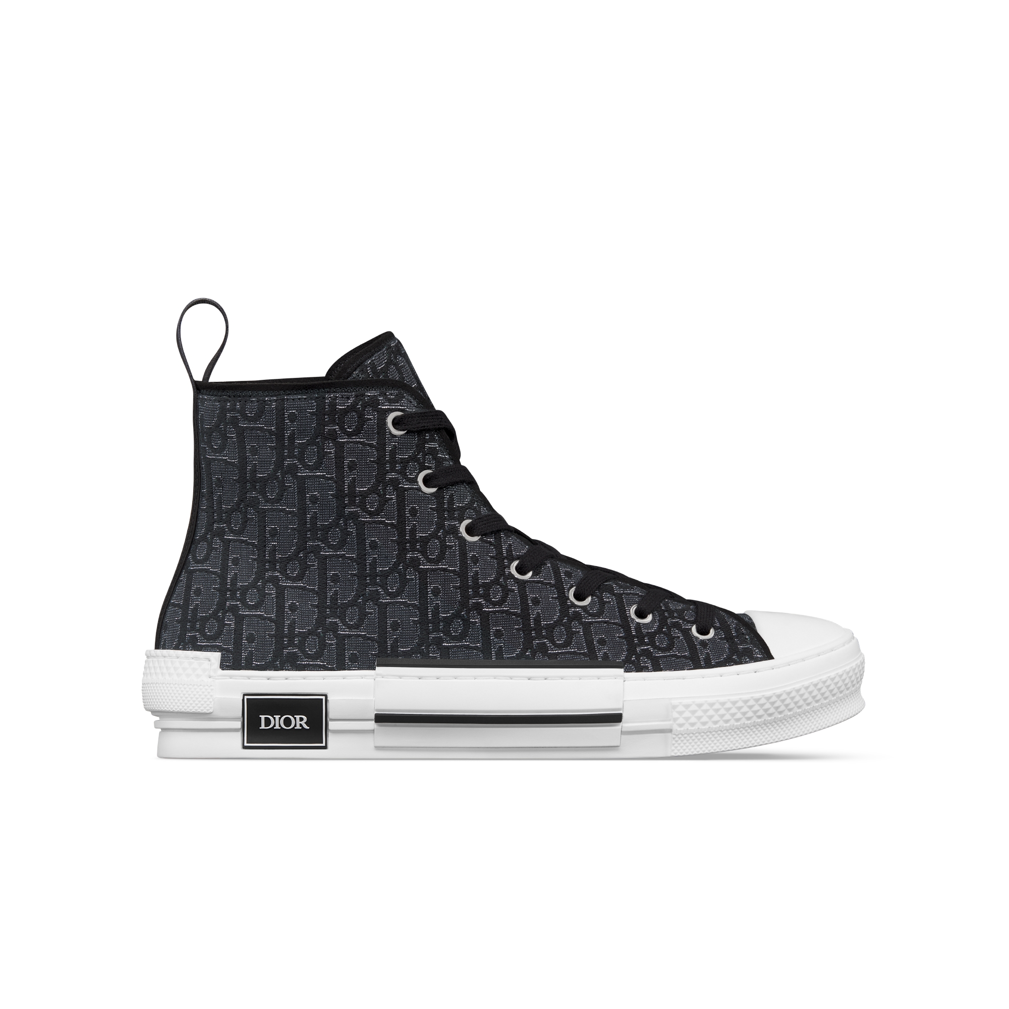 B23 League High-Top Sneaker Silver-Tone Metallic Black Dior Oblique Jacquard E02