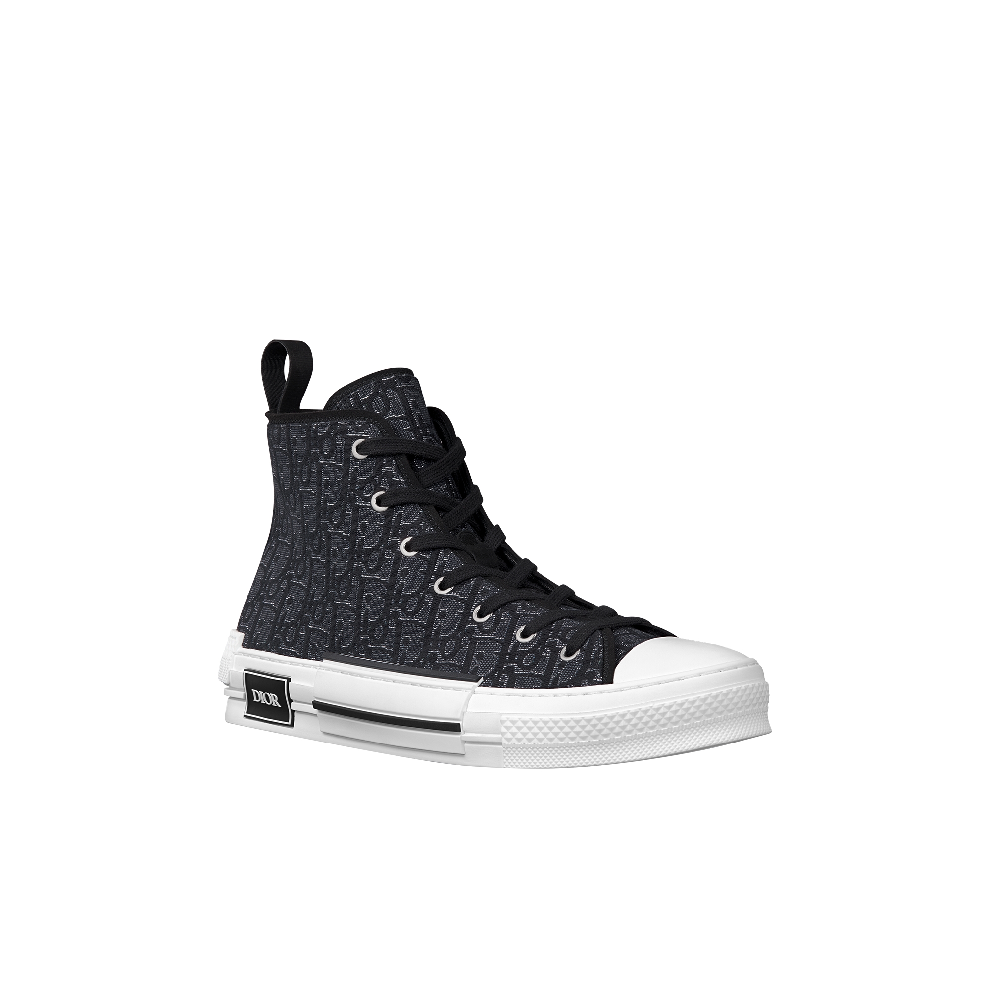 B23 League High-Top Sneaker Silver-Tone Metallic Black Dior Oblique Jacquard E03