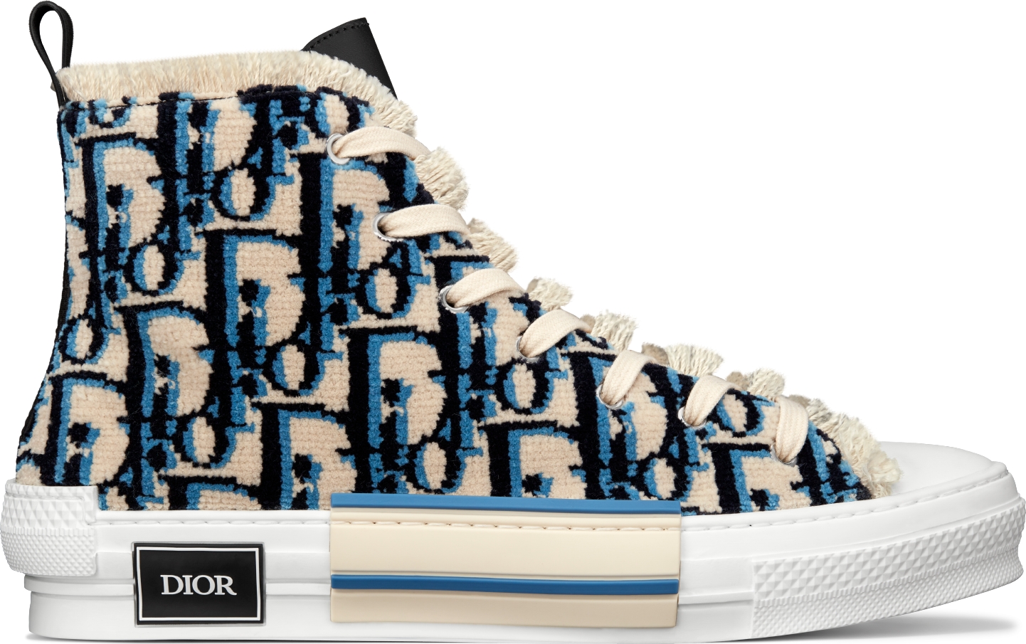 B23 High Top Sneaker Beige Black and Navy Blue Dior Oblique Tapestry DIOR