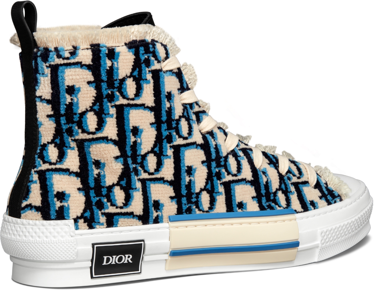 B23 High Top Sneaker Beige Black and Navy Blue Dior Oblique Tapestry DIOR