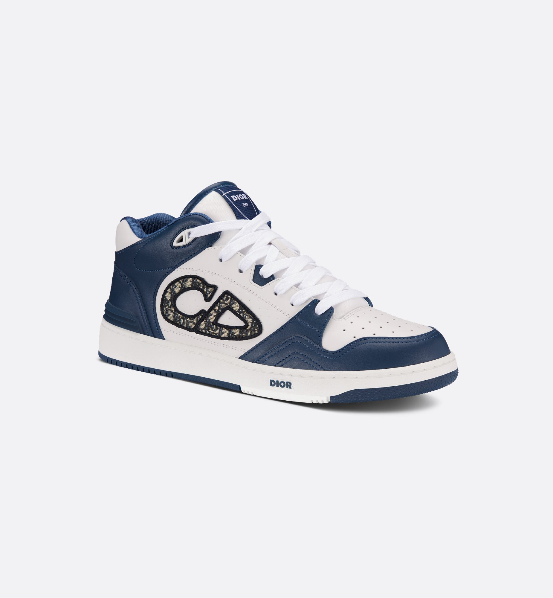 B57 Mid-Top Sneaker Navy Blue and White Smooth Calfskin with B57 Mid-Top Sneaker Navy Blue and White Smooth Calfskin with