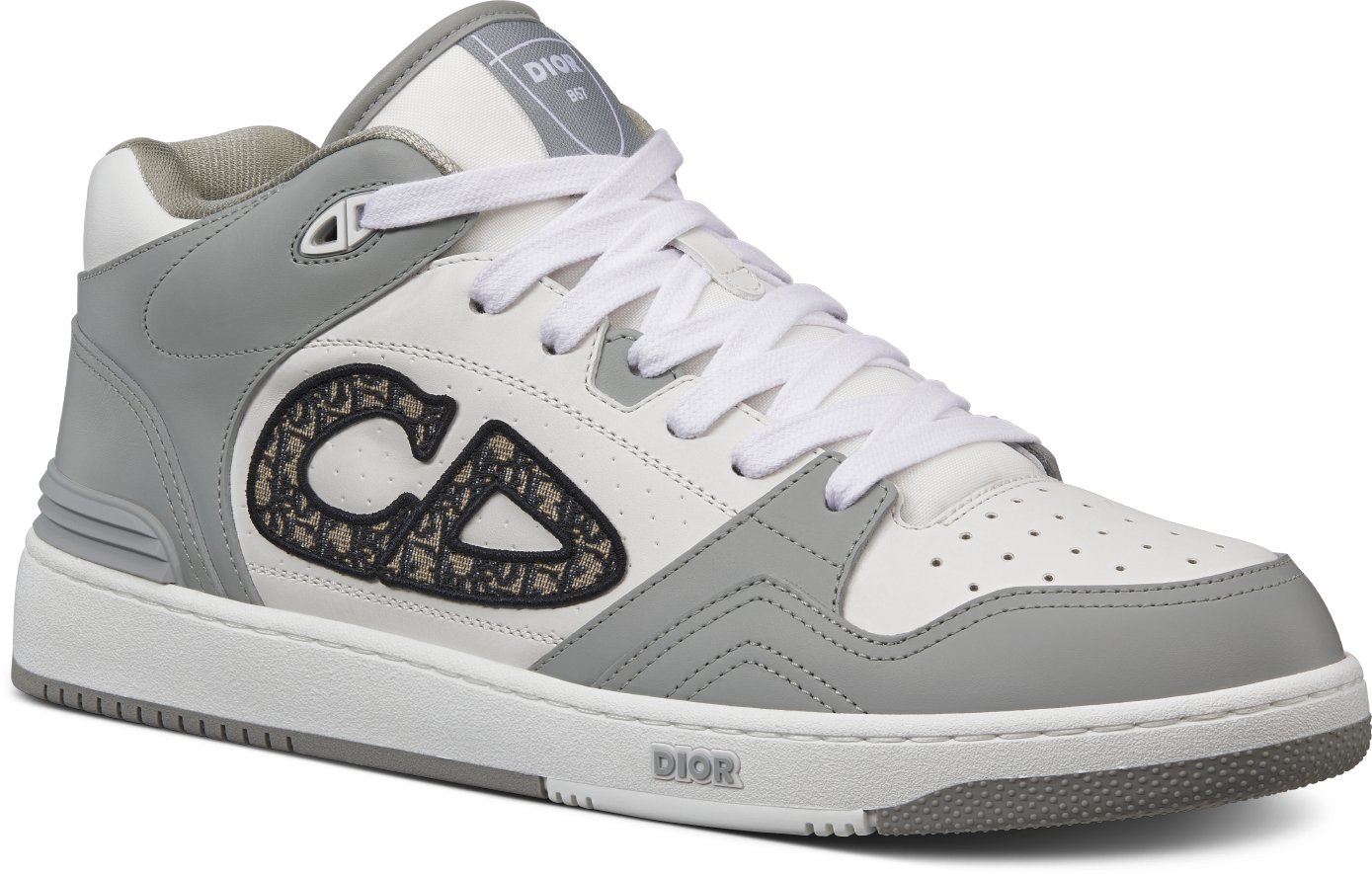 DIOR B57 Mid Top Sneaker Black And White Smooth Calfskin With Beige And Black Dior Oblique Jacquard Size 40 Men