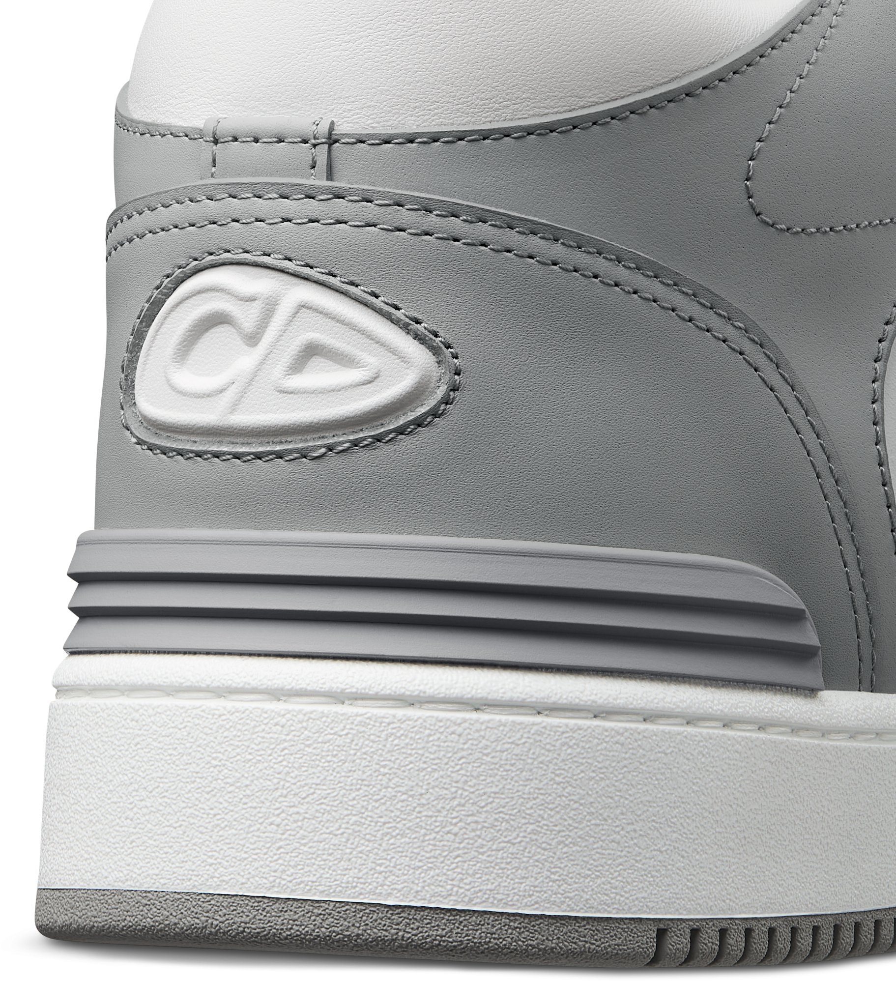 B57 Mid-Top Sneaker Gray and White Smooth Calfskin with