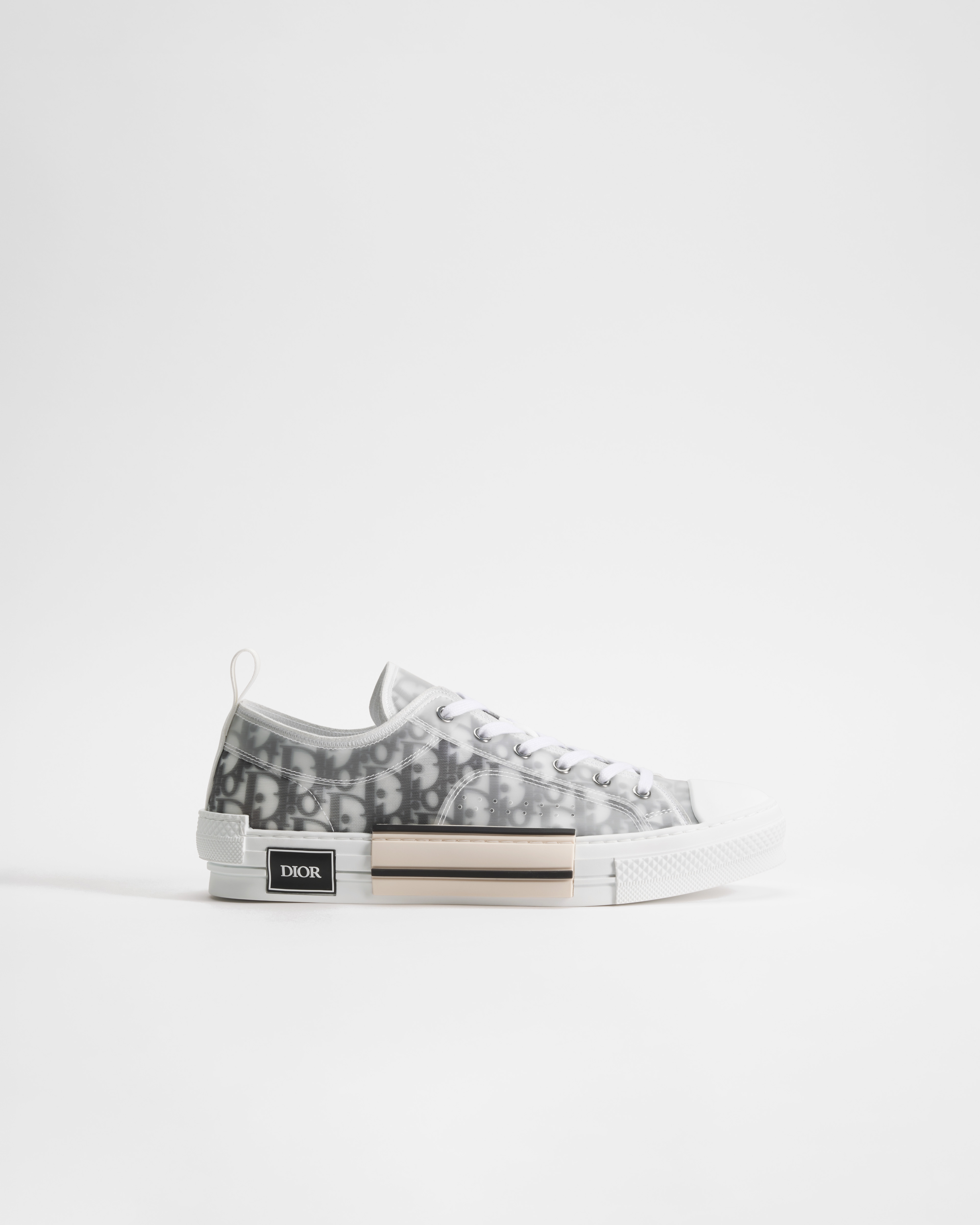 Sneaker B23 League de cano baixo Canvas Dior Oblique branco e preto E02