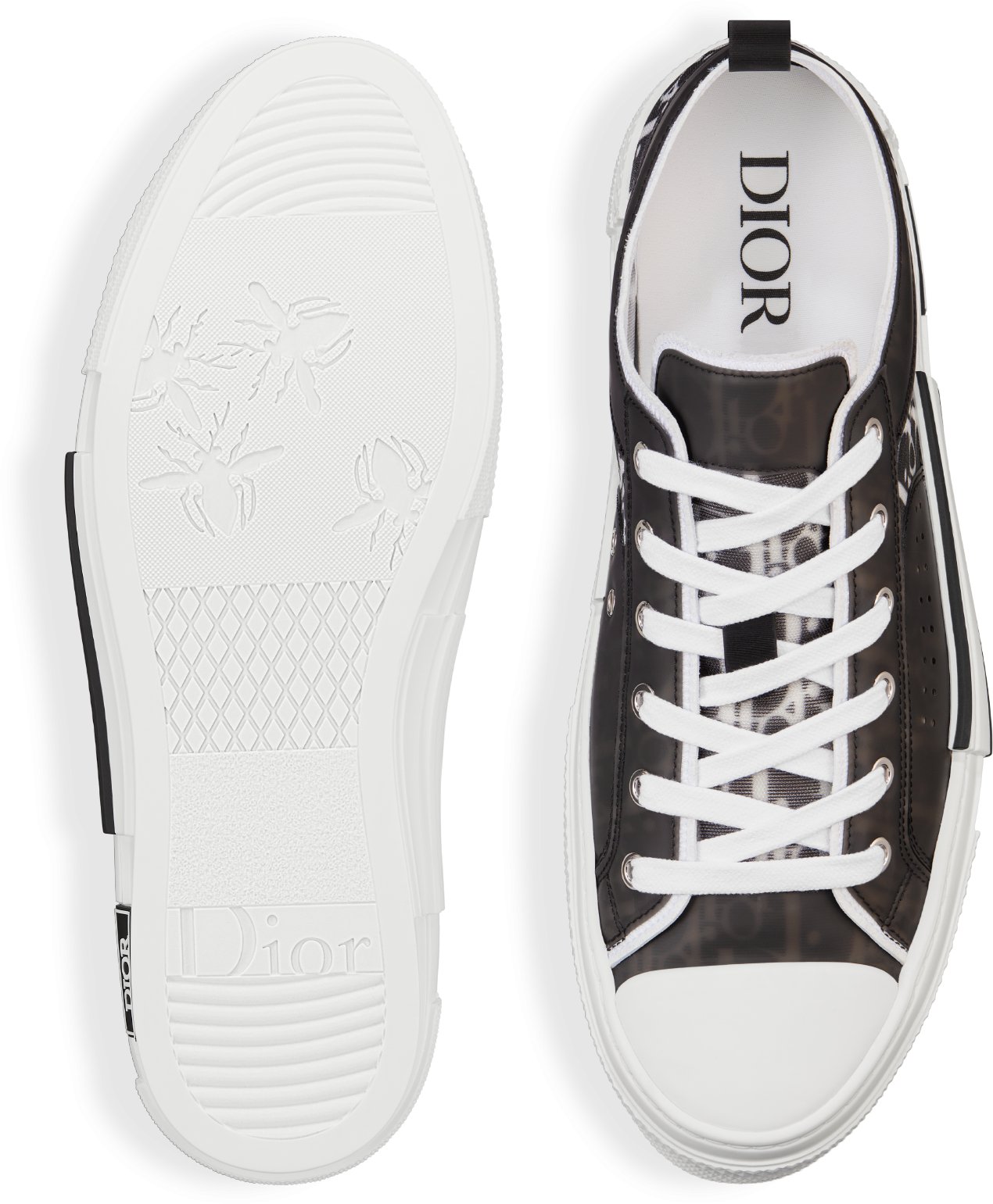 DIOR B23 Low Top Sneaker Black And White Dior Oblique Canvas Size 44.5 Men