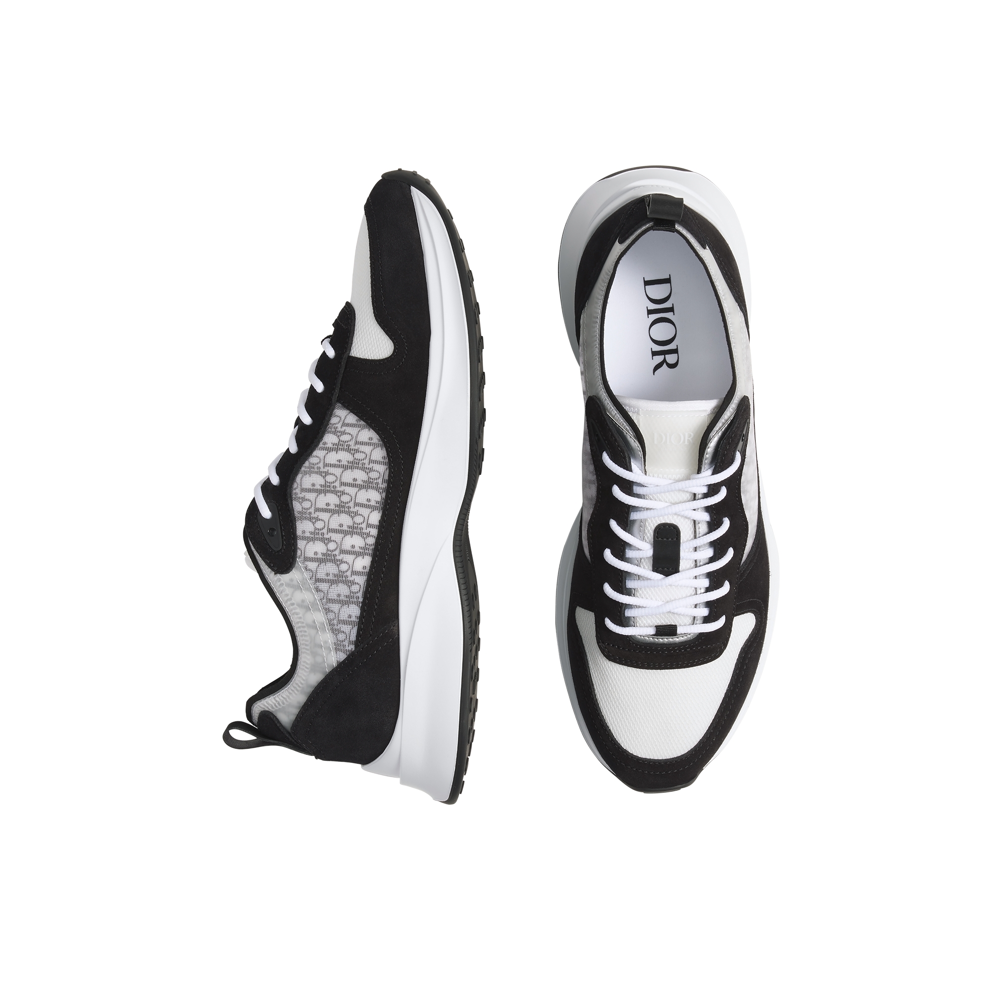 B25 Runner Sneaker Black Suede, White Technical Mesh and Black Dior Oblique Canvas E06