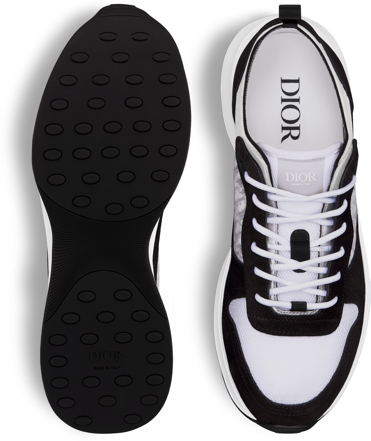 B25 Runner Sneaker Black Suede with White Technical Mesh and Black Dior ...