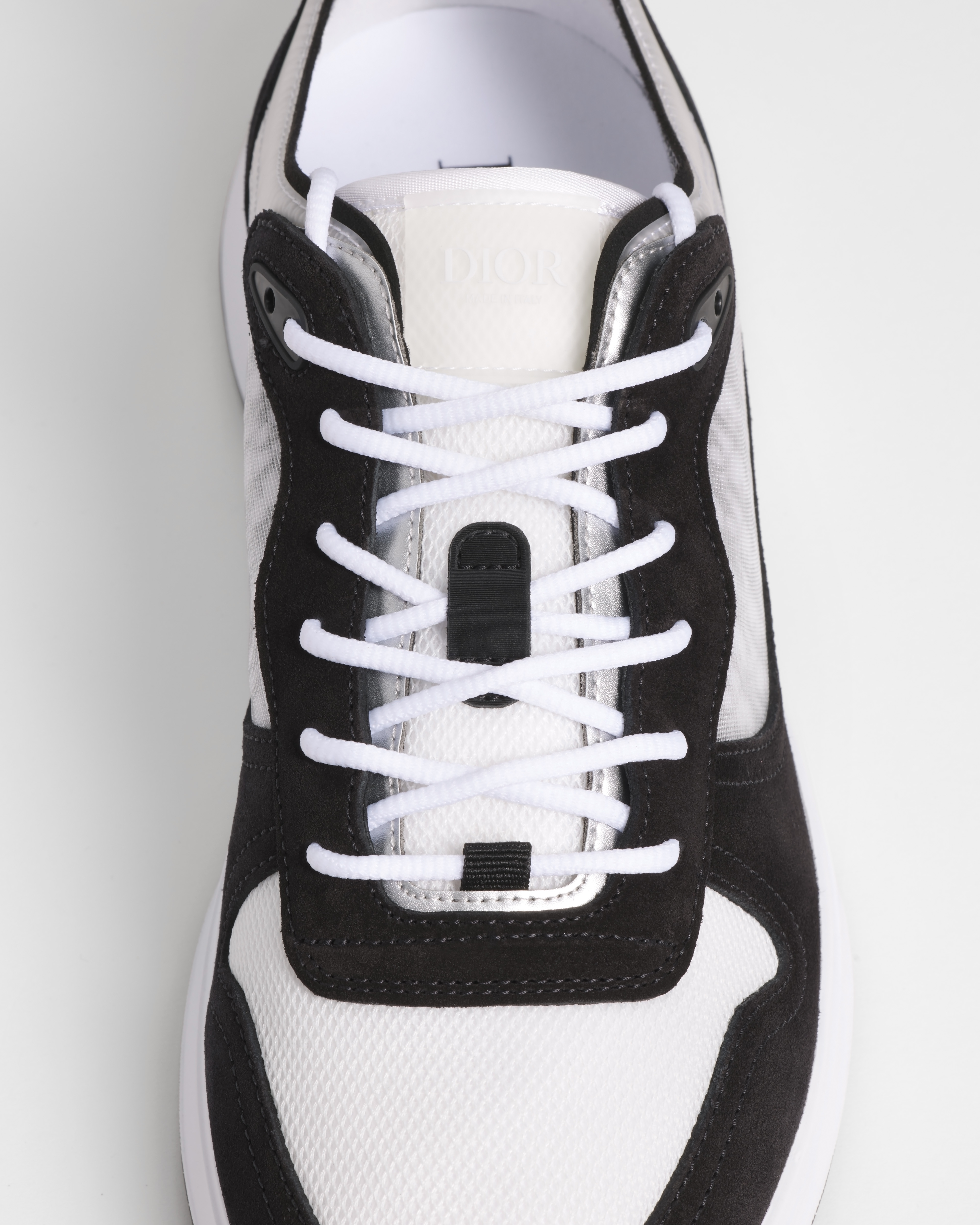 B25 Runner Sneaker Veloursleder in Schwarz, Funktionsmesh in Weiß und Dior Oblique Canvas in Schwarz E11