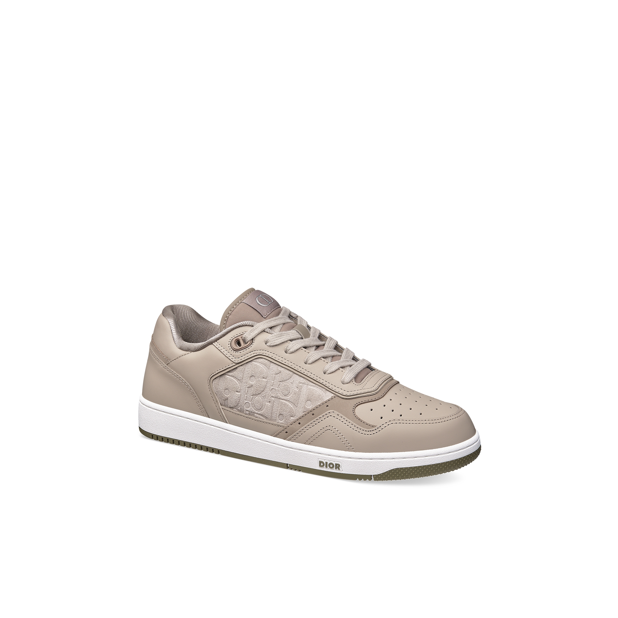 B27 Uptown Low-Top Sneaker Gray Smooth Calfskin and Gray Dior Oblique-Embossed Suede E03