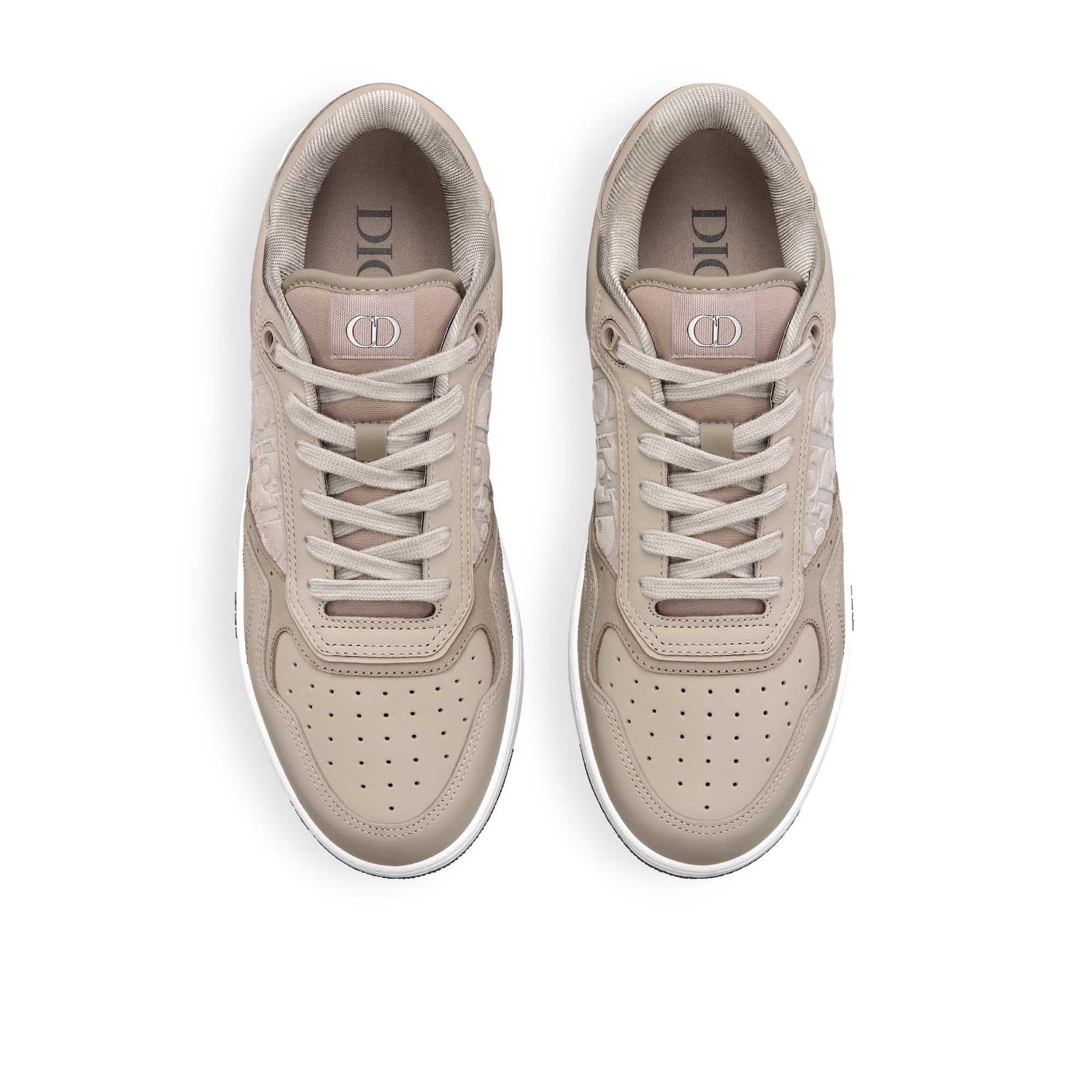 B27 Uptown Low Top Sneaker Glattes Kalbsleder in Grau und Veloursleder mit Dior Oblique Prägung in Grau E06