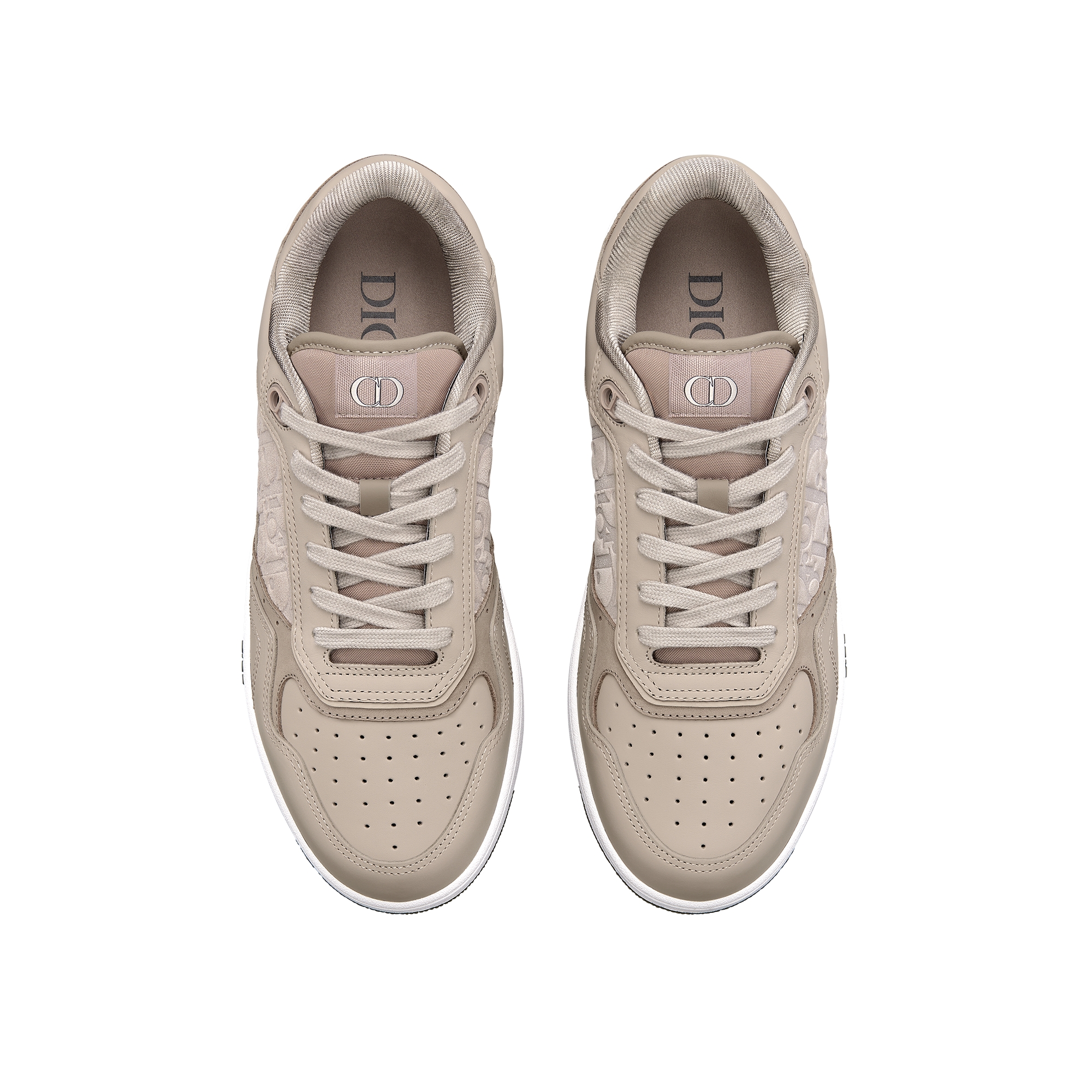 B27 Uptown Low-Top Sneaker Gray Smooth Calfskin and Gray Dior Oblique-Embossed Suede E06