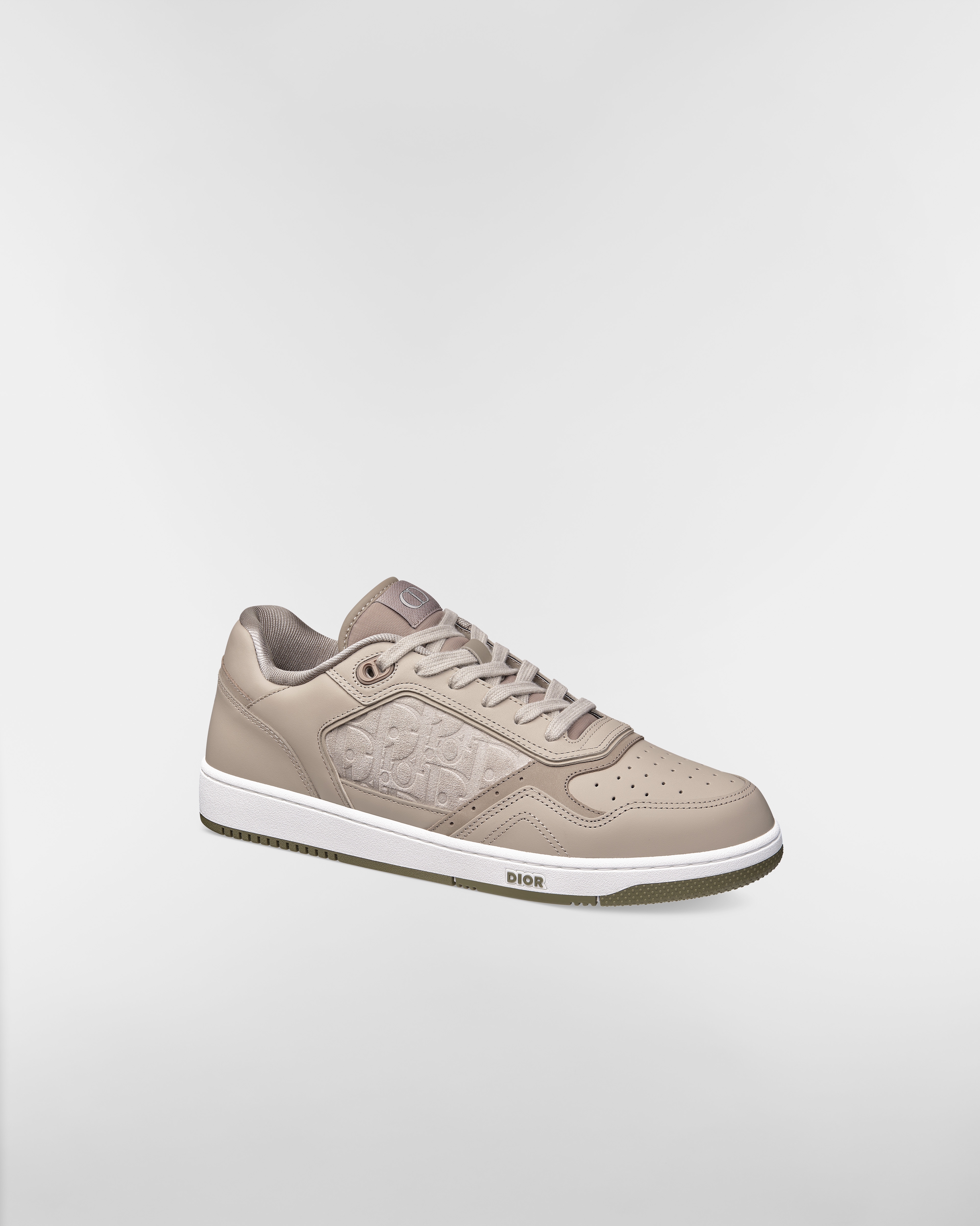 Lage B27 Uptown-sneaker Soepel grijs kalfsleer en grijs suède met het Dior Oblique-motief in reliëf E03