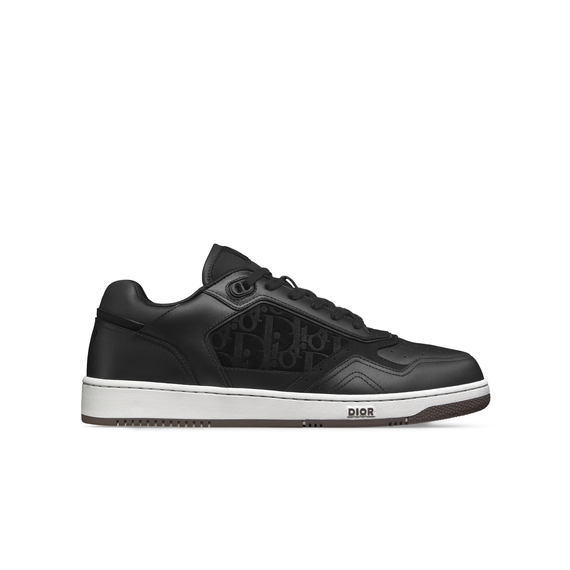 B27 Uptown Low-Top Sneaker Black Smooth Calfskin and Black Dior Oblique-Embossed Suede E02