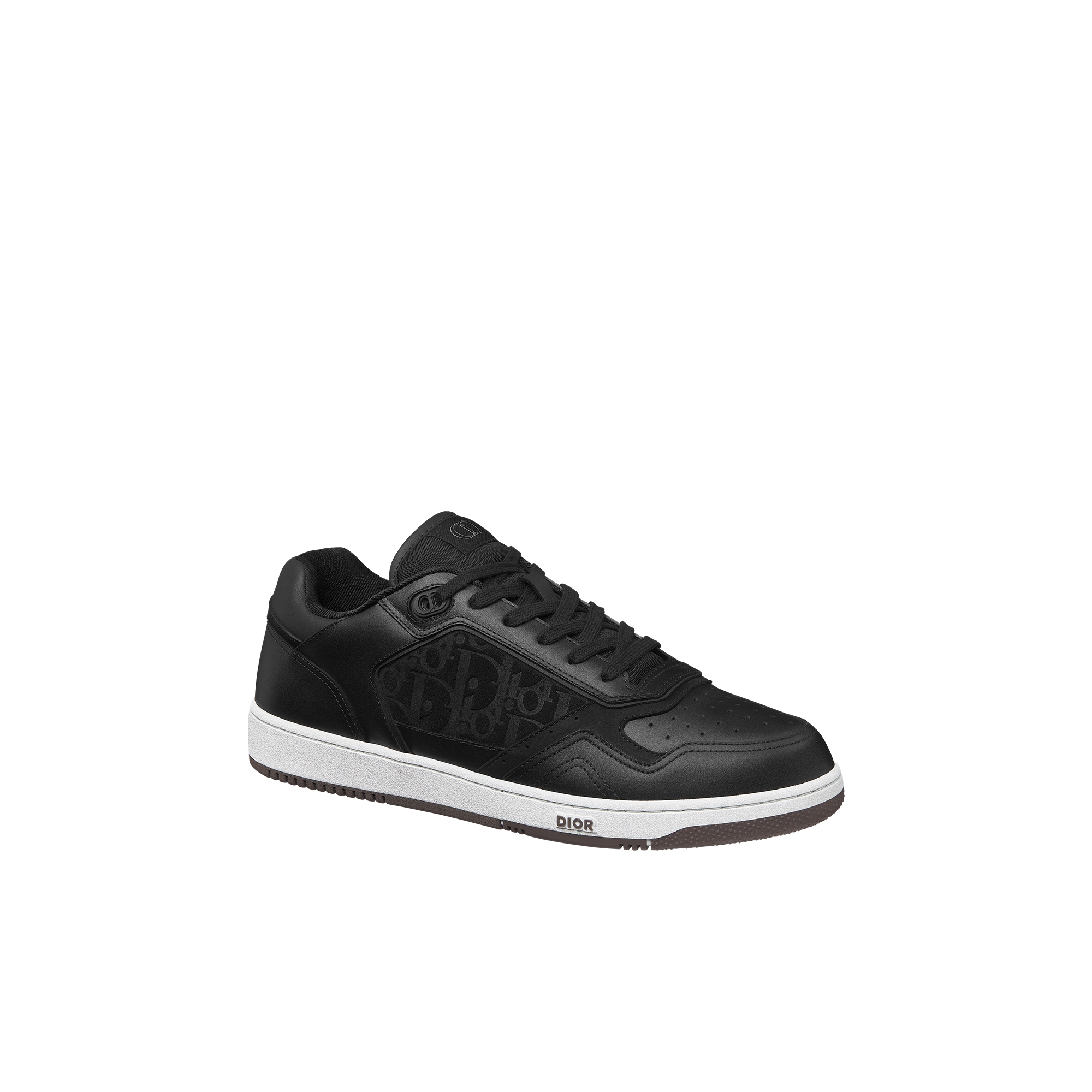B27 Uptown Low-Top Sneaker Black Smooth Calfskin and Black Dior Oblique-Embossed Suede E03