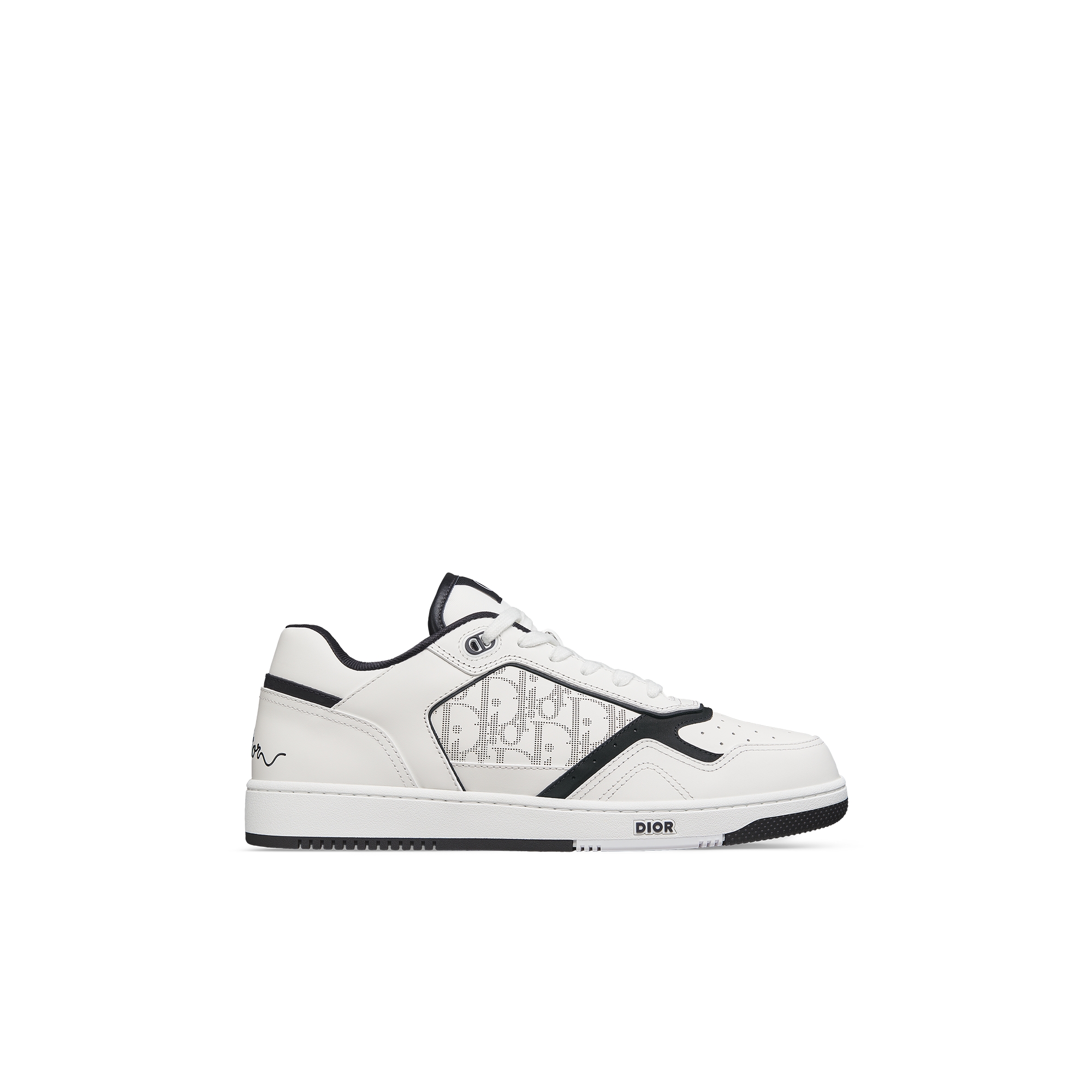 B27 Uptown Low-Top Sneaker White and Black Smooth Calfskin with White Dior Oblique Galaxy Leather E02
