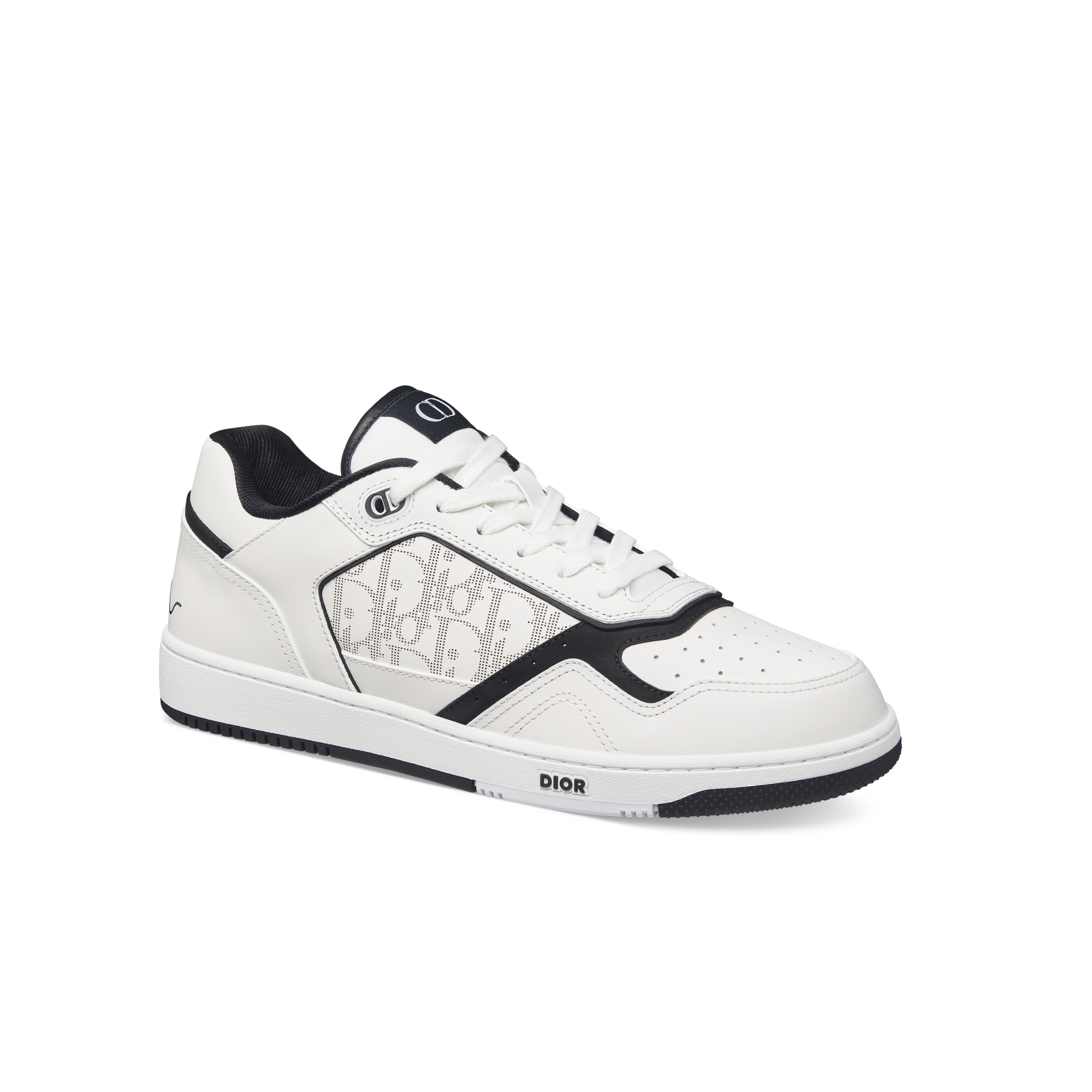 B27 Uptown Low-Top Sneaker White and Black Smooth Calfskin with White Dior Oblique Galaxy Leather E03