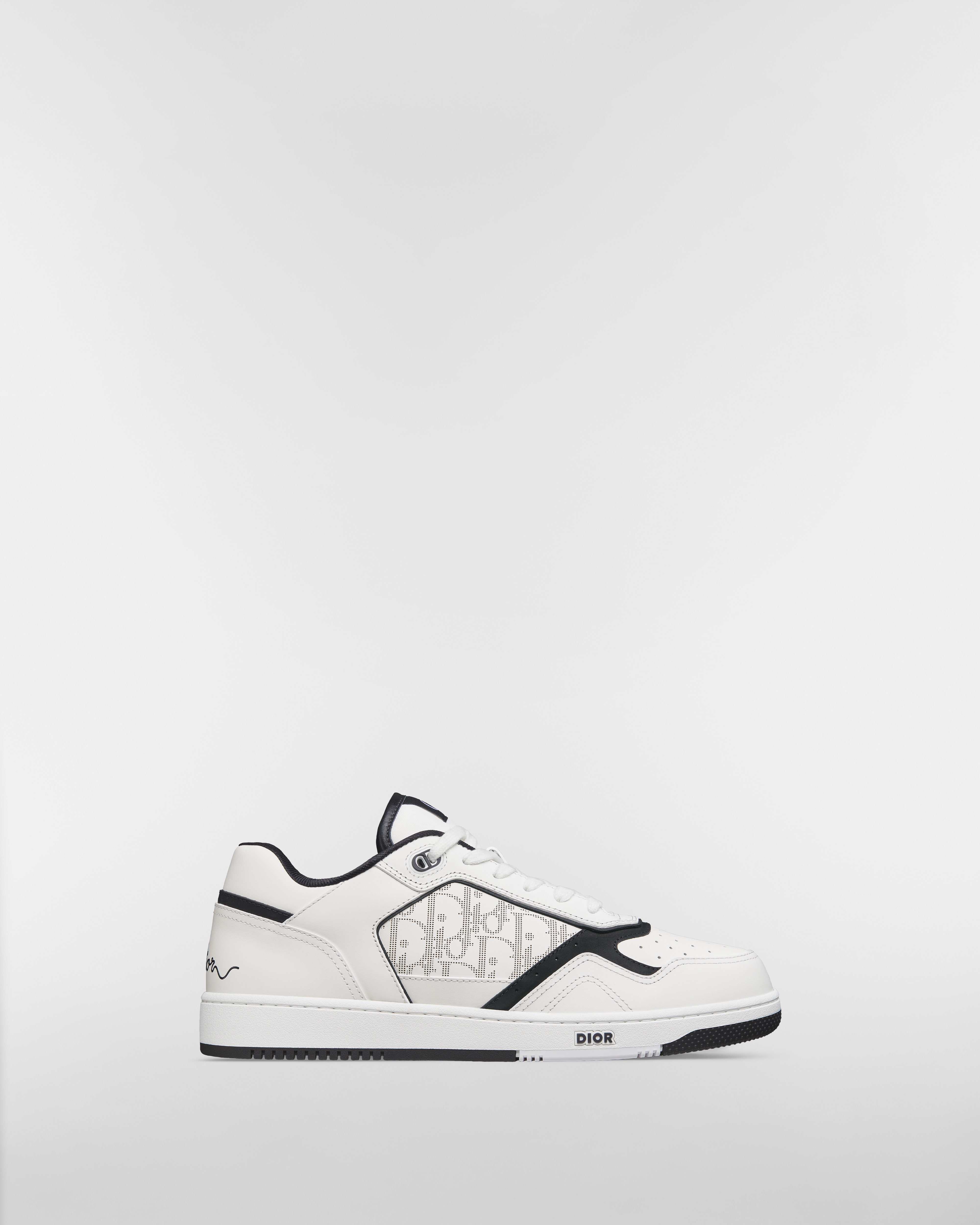 B27 Uptown Low-Top Sneaker White and Black Smooth Calfskin with White Dior Oblique Galaxy Leather E02
