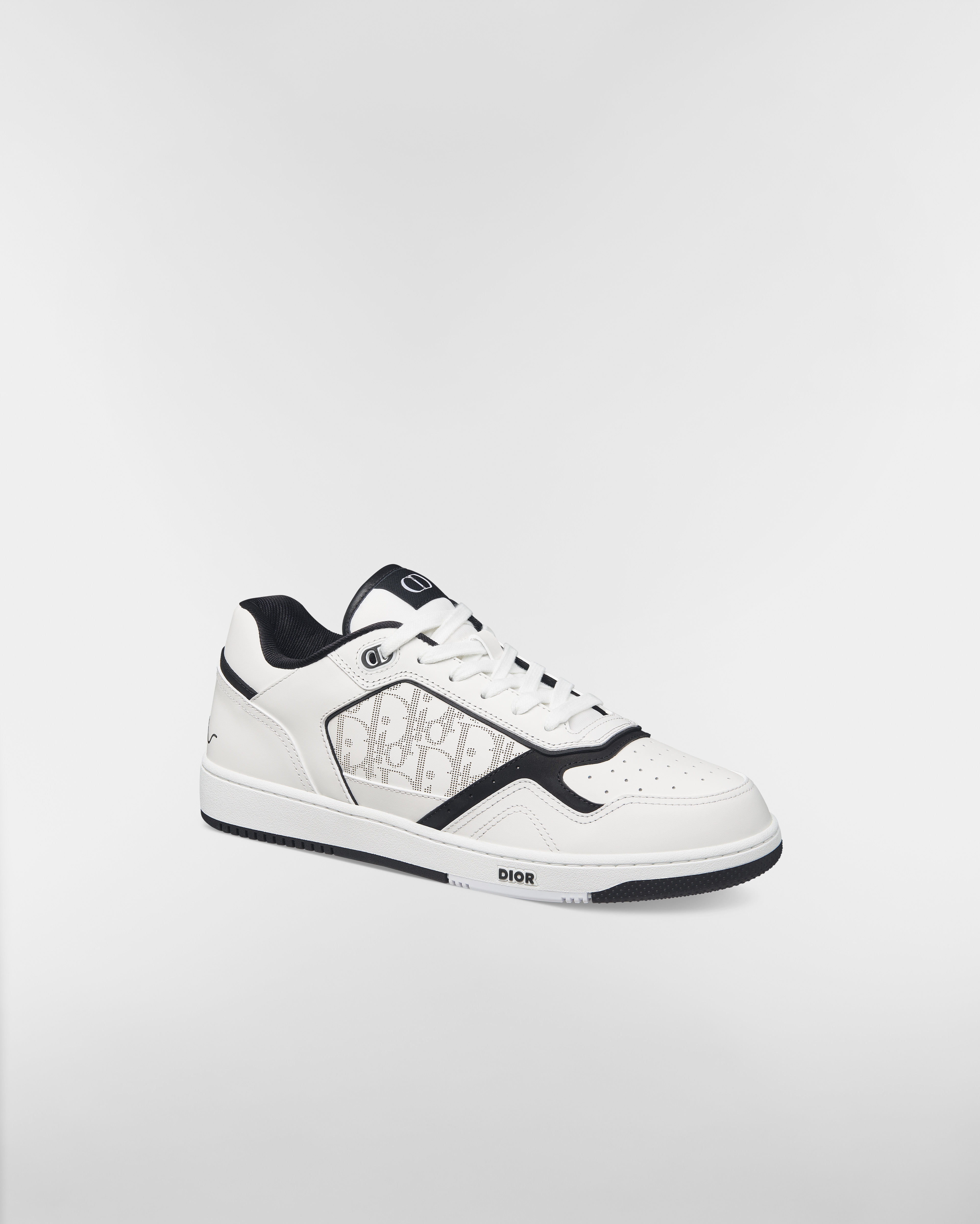 B27 Uptown Low Top Sneaker Glattes Kalbsleder in Weiß und Schwarz mit Dior Oblique Galaxy Leder in Weiß E03