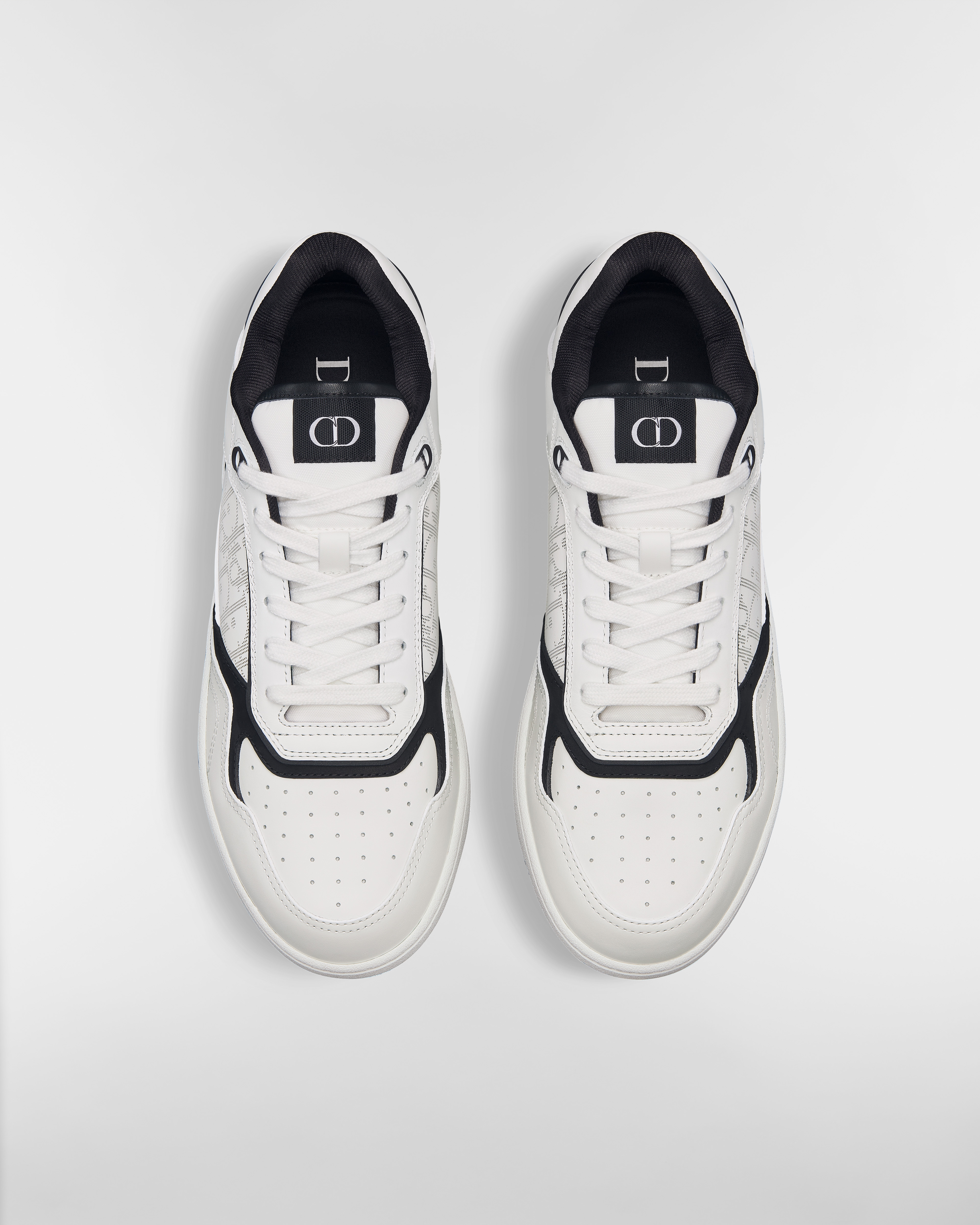 B27 Uptown Low Top Sneaker Glattes Kalbsleder in Weiß und Schwarz mit Dior Oblique Galaxy Leder in Weiß E06