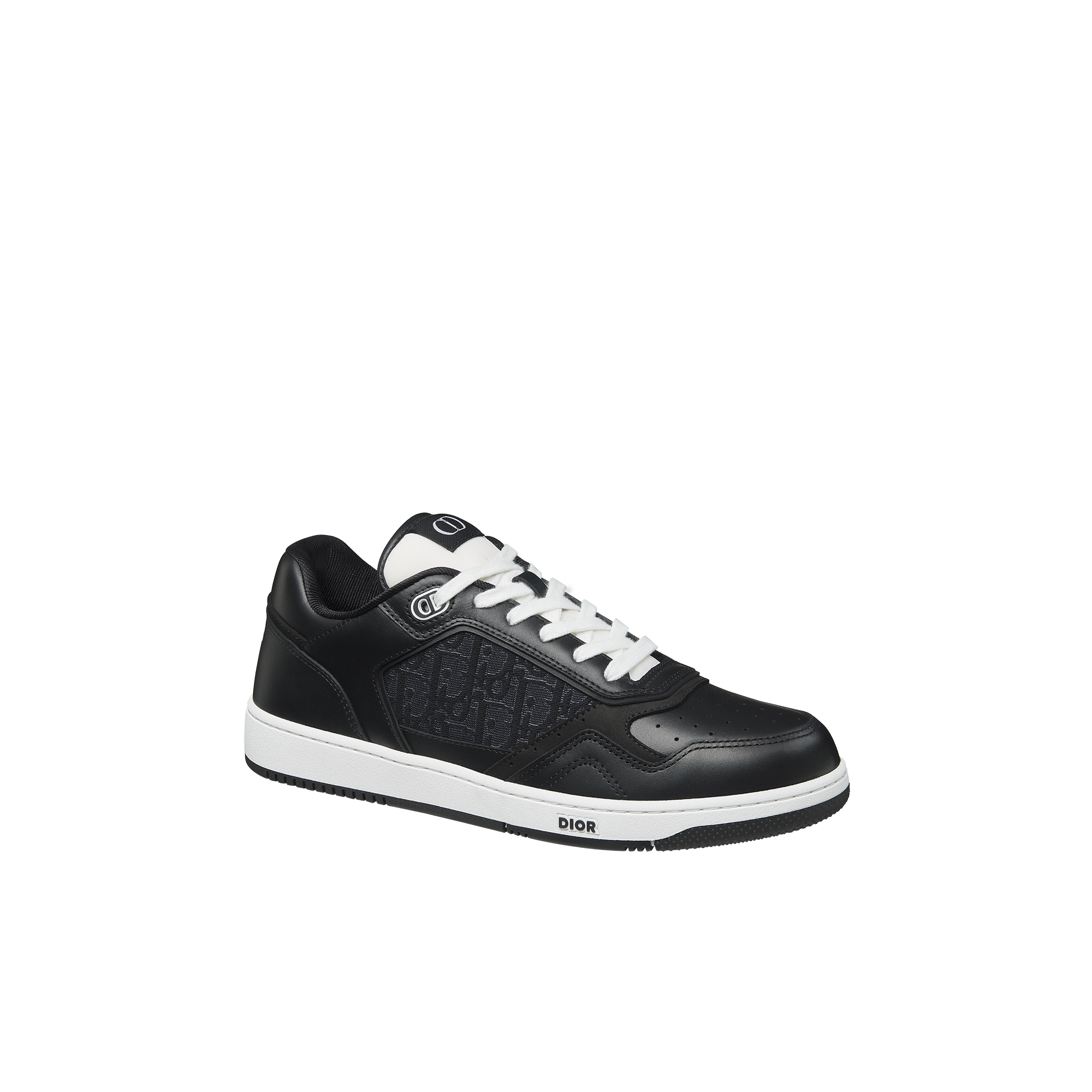 B27 Uptown Low-Top Sneaker Black Smooth Calfskin with Silver-Tone Metallic Black Dior Oblique Jacquard E03