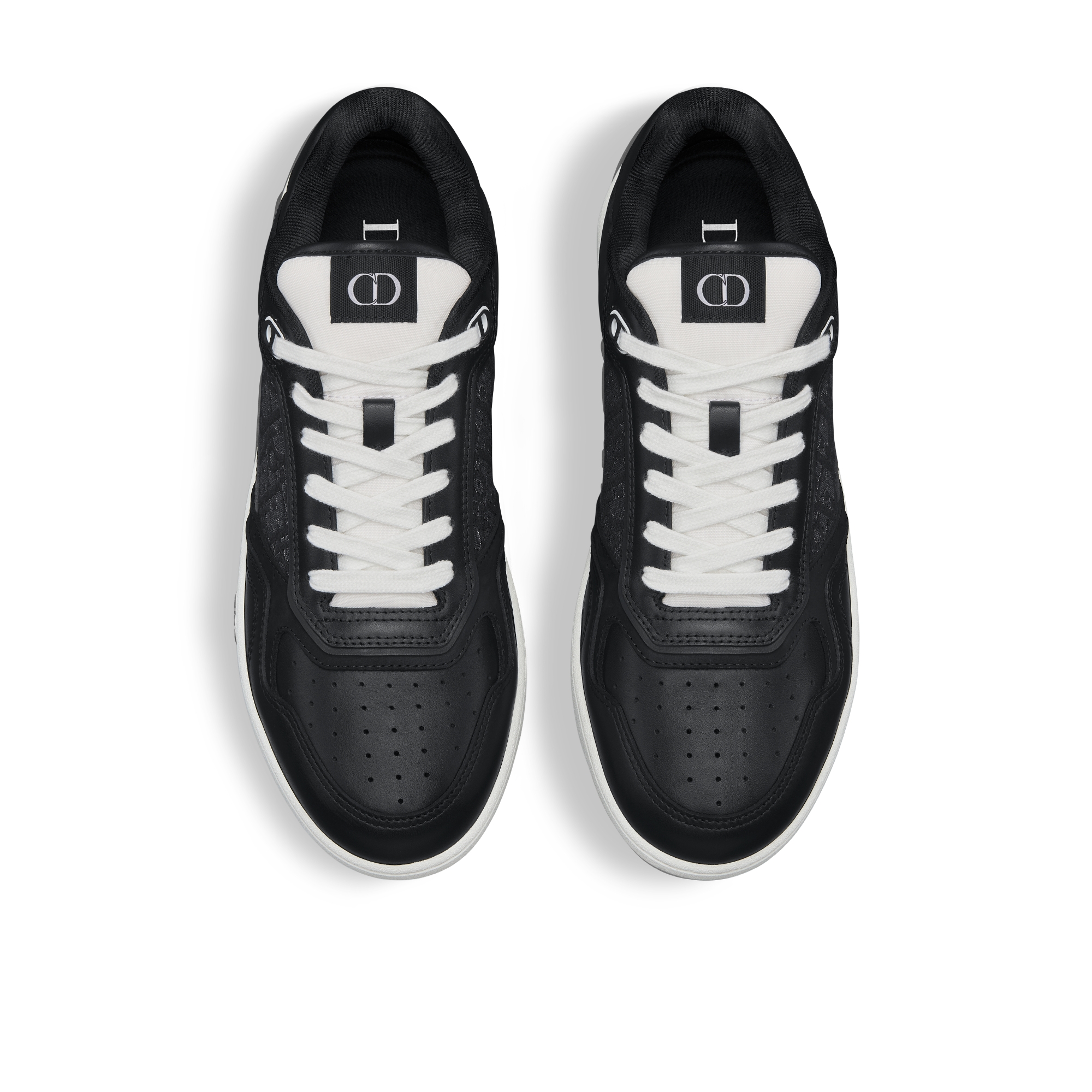 B27 Uptown 低筒運動鞋 黑色光滑小牛皮搭配銀色金屬黑色 Dior Oblique 緹花 E06