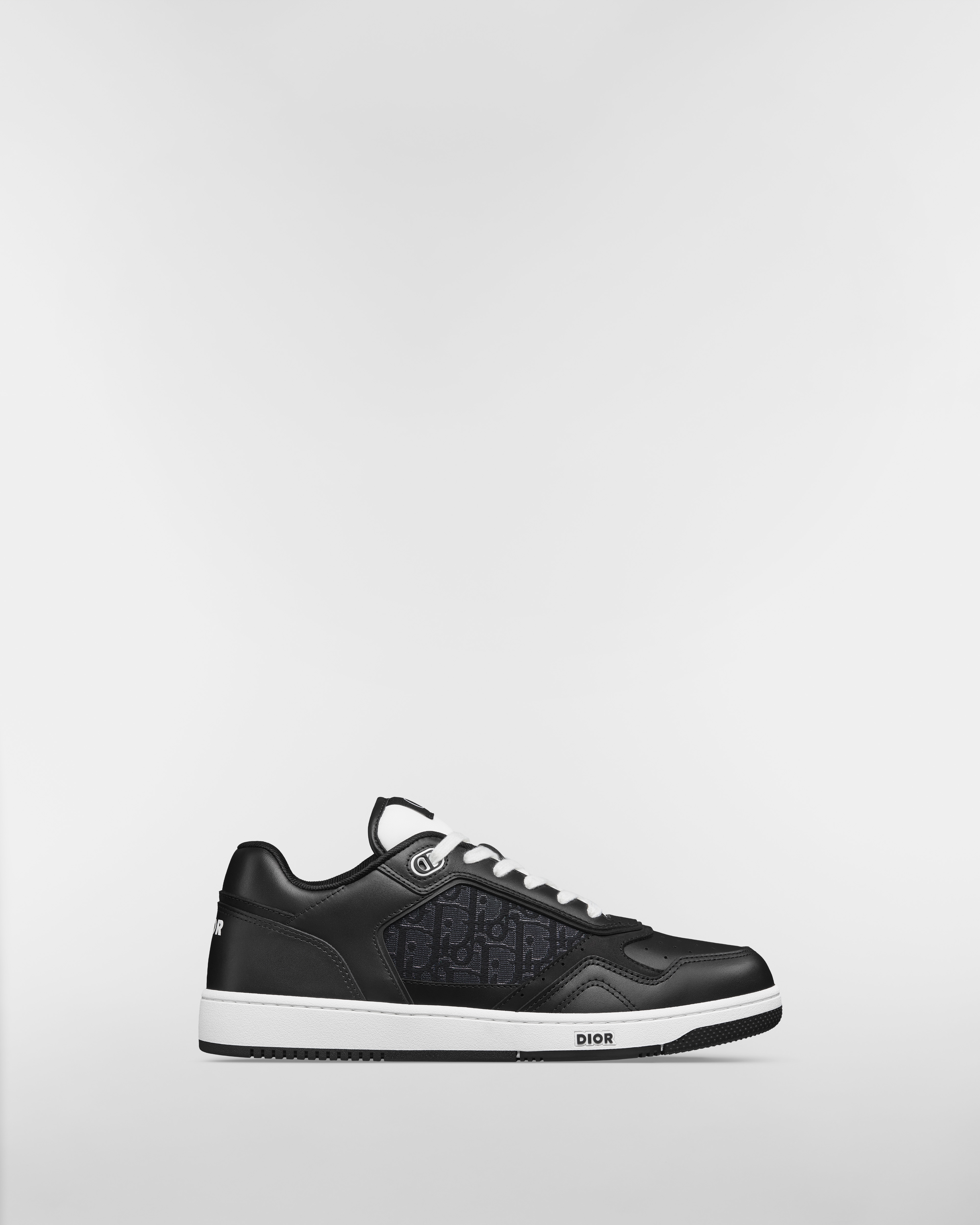 B27 Uptown Low-Top Sneaker Black Smooth Calfskin with Silver-Tone Metallic Black Dior Oblique Jacquard E02