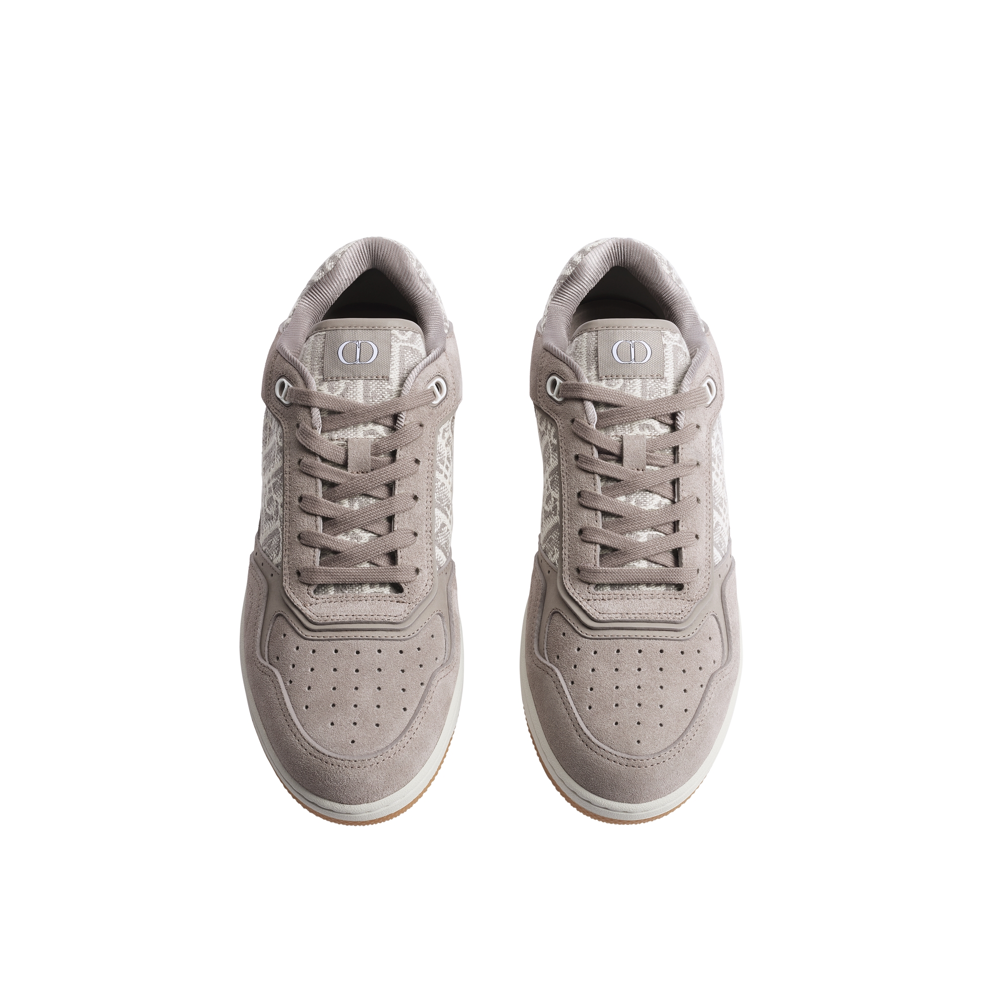 B27 Uptown Low-Top Sneaker Gray Suede Calfskin and Gray Dior Oblique Jacquard E06