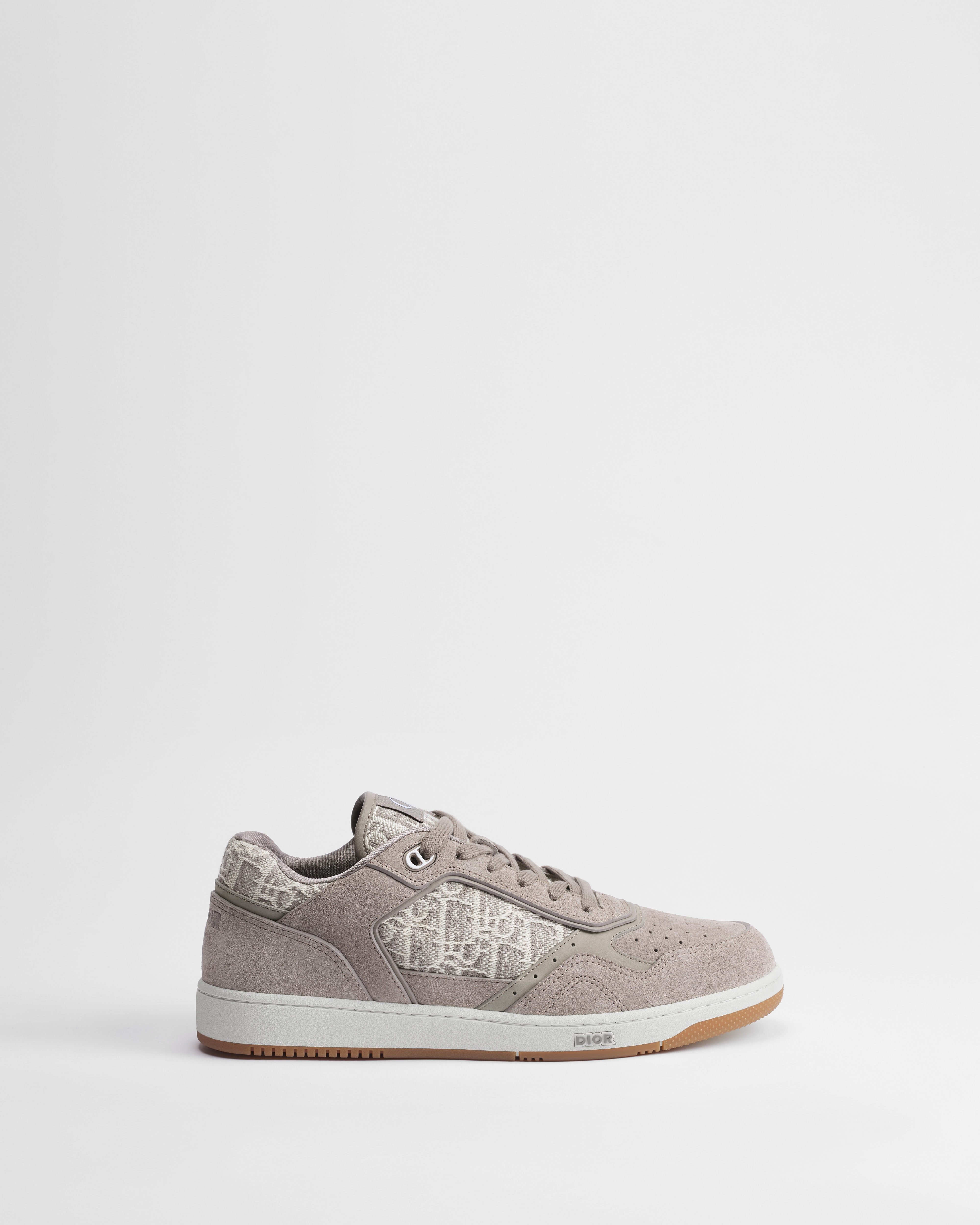 Sneaker B27 Uptown basse Veau velours gris et toile jacquard Dior Oblique gris E02