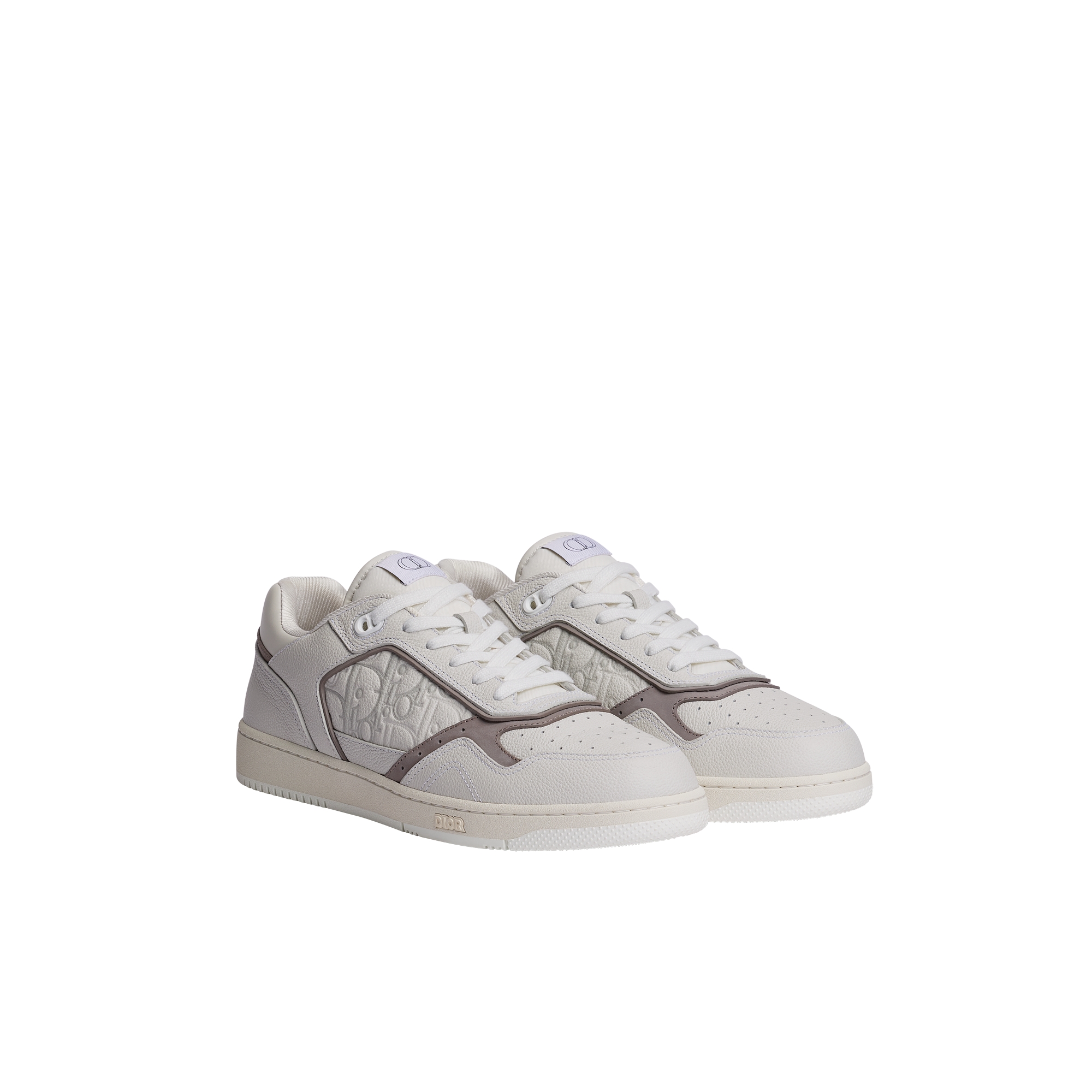B27 Uptown Low-Top Sneaker White and Gray Grained Calfskin with White and Gray Dior Gravity Leather E03