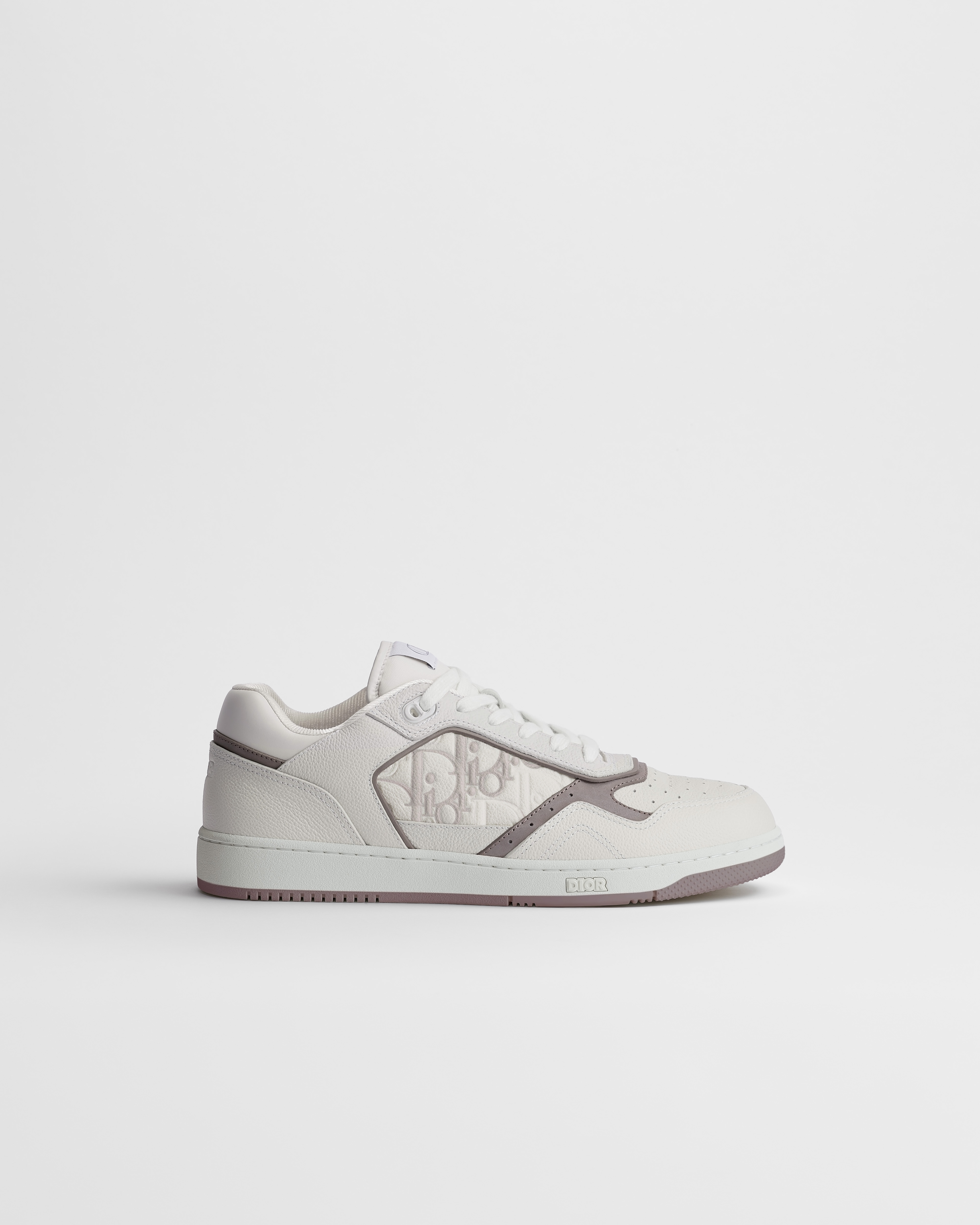 B27 Uptown Low Top Sneaker Genarbtes Kalbsleder in Weiß und Grau mit Dior Gravity Leder in Weiß und Grau E02