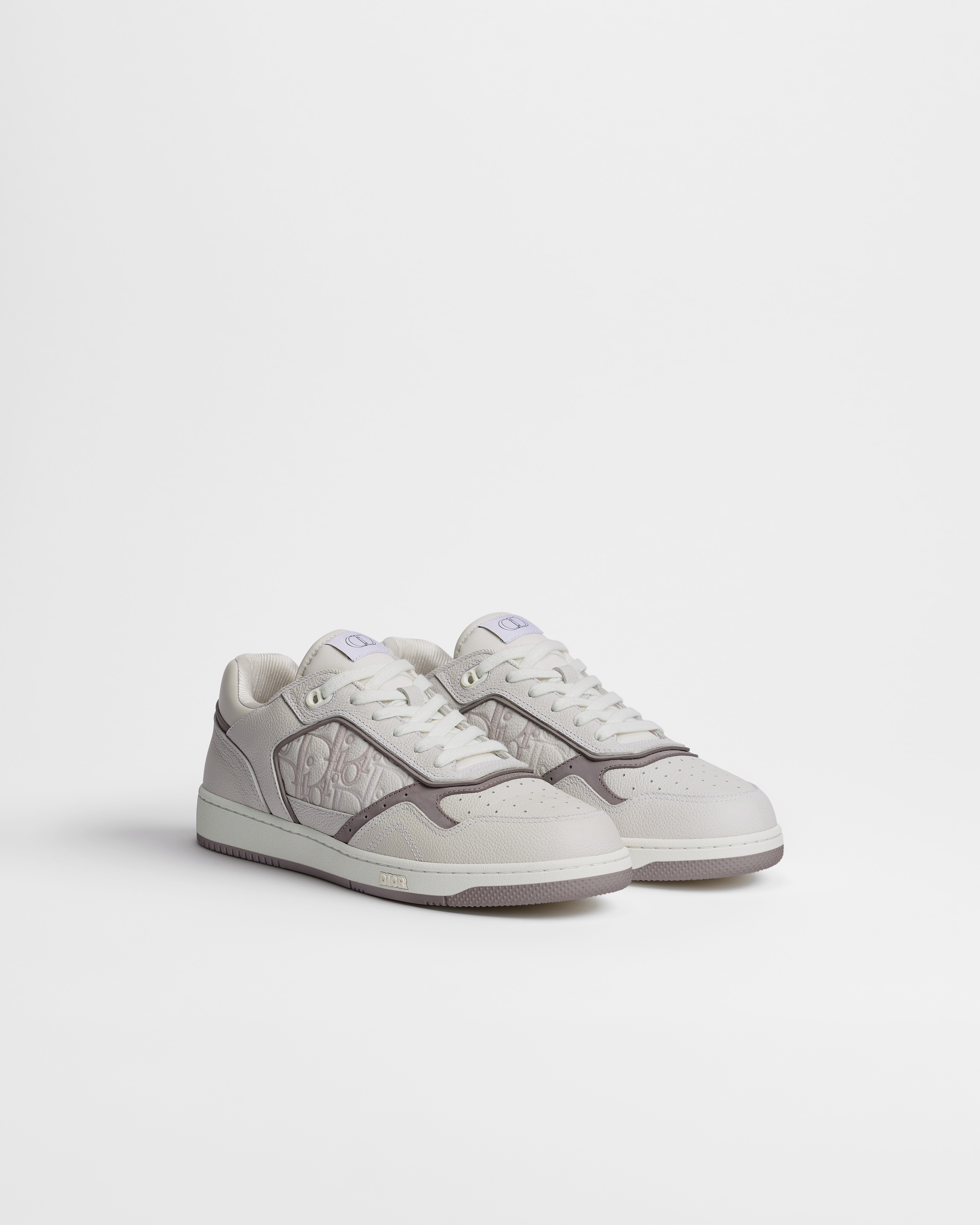 B27 Uptown Low-Top Sneaker White and Gray Grained Calfskin with White and Gray Dior Gravity Leather E03