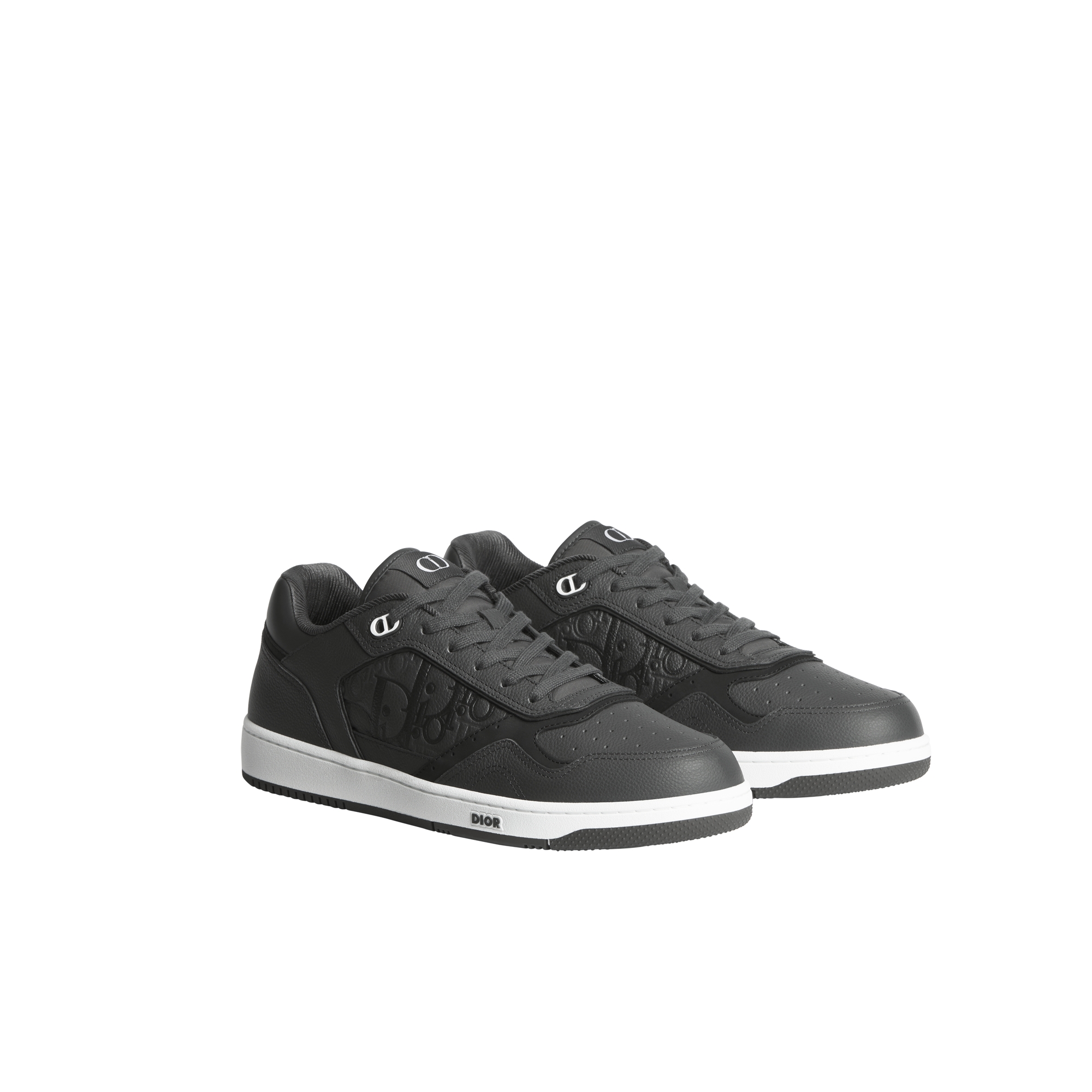 B27 Uptown Low-Top Sneaker Deep Gray Grained Calfskin and Deep Gray Dior Gravity Grained Leather E03