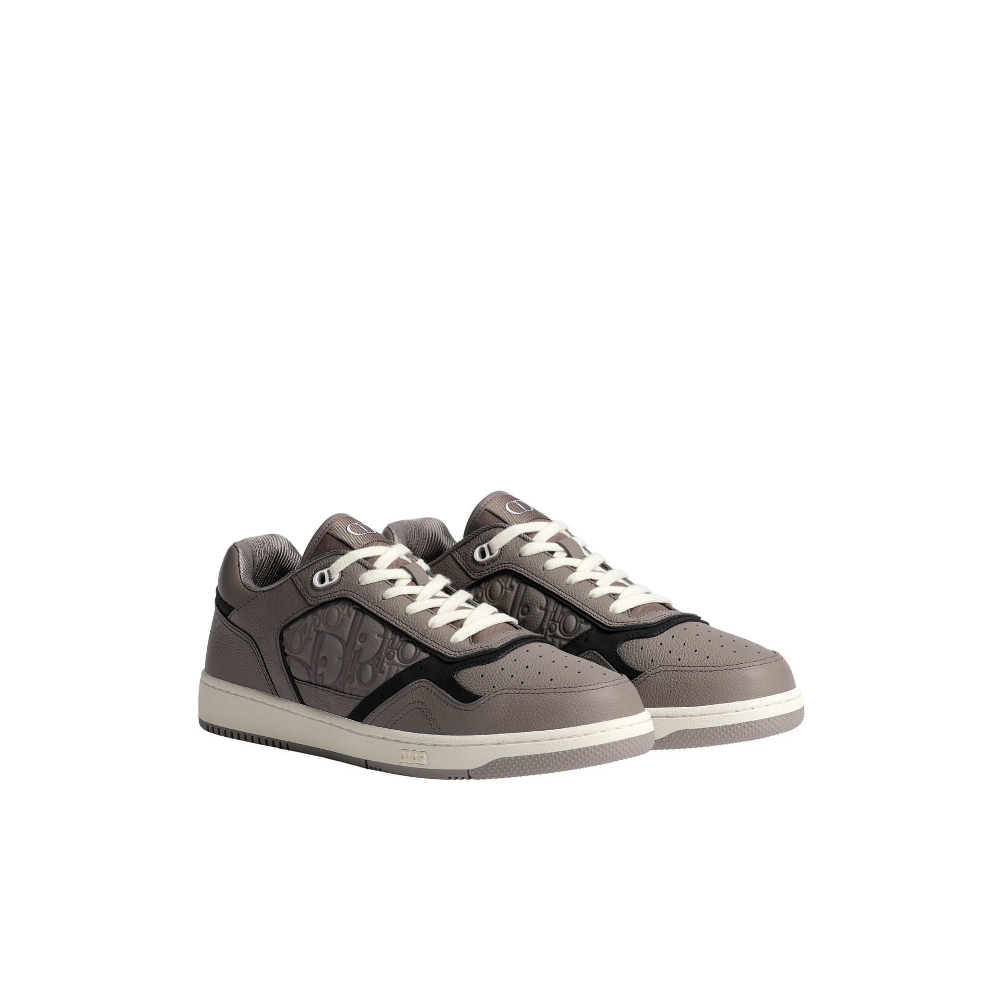 B27 Uptown Low-Top Sneaker Gray Grained Calfskin and Gray Dior Gravity Leather E03