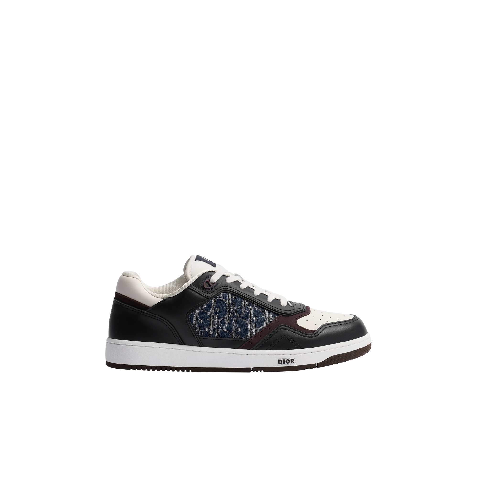 B27 Uptown Low-Top Sneaker Blue and White Smooth Calfskin with Blue Dior Oblique Denim Jacquard E02